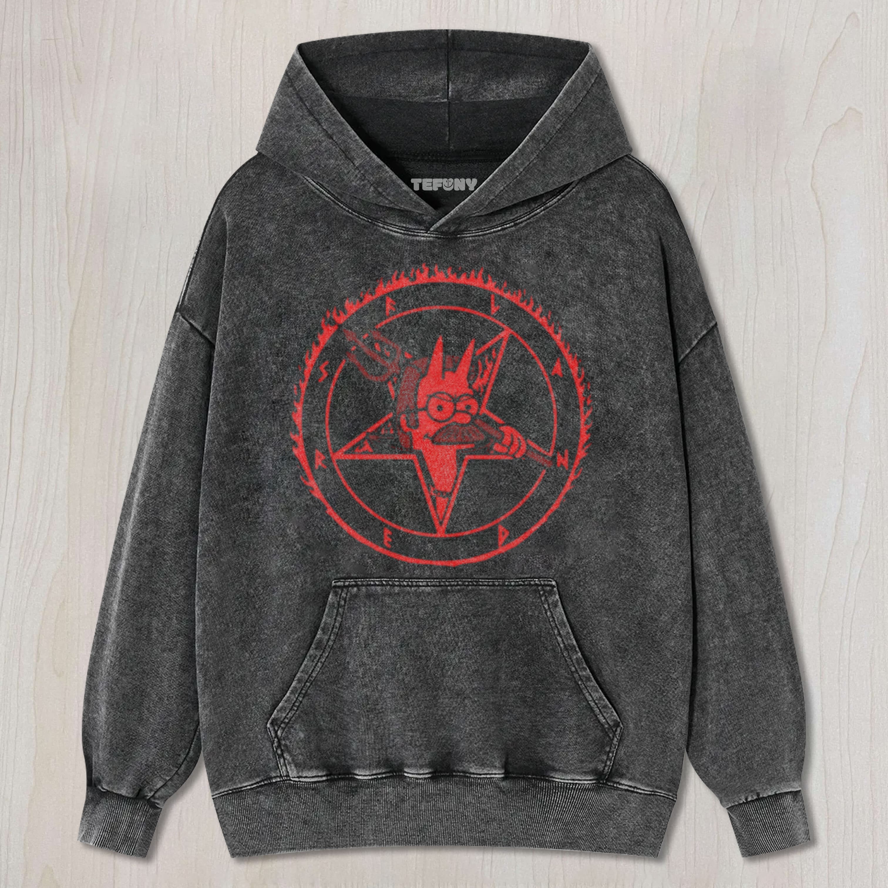 DEVIL PARODY GRAPHIC WASHED TEE & SWEAT & HOOD