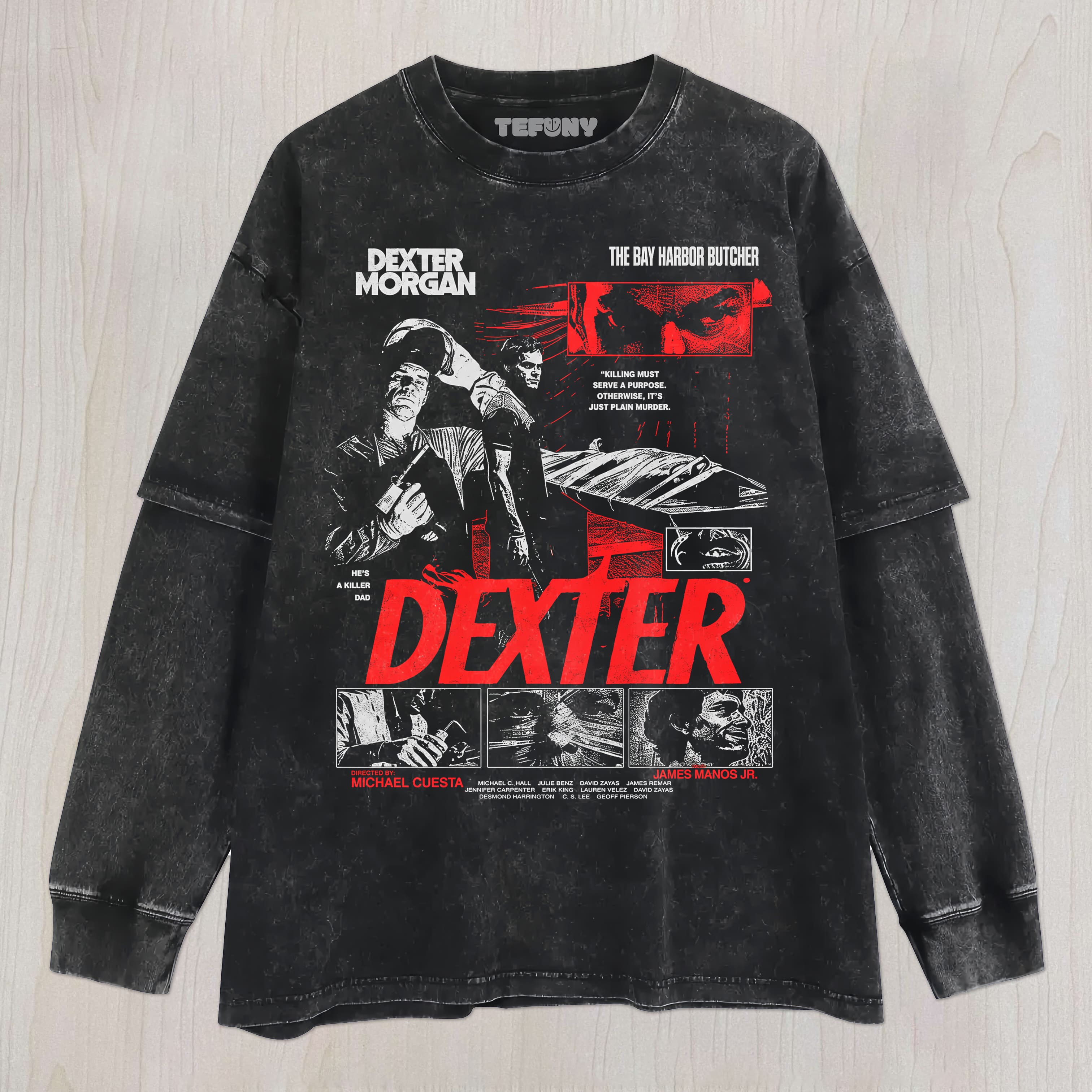 DEXTER UNISEX TEE, TANK TOP, LAYERED LS, SWEATSHIRT & HOODIE