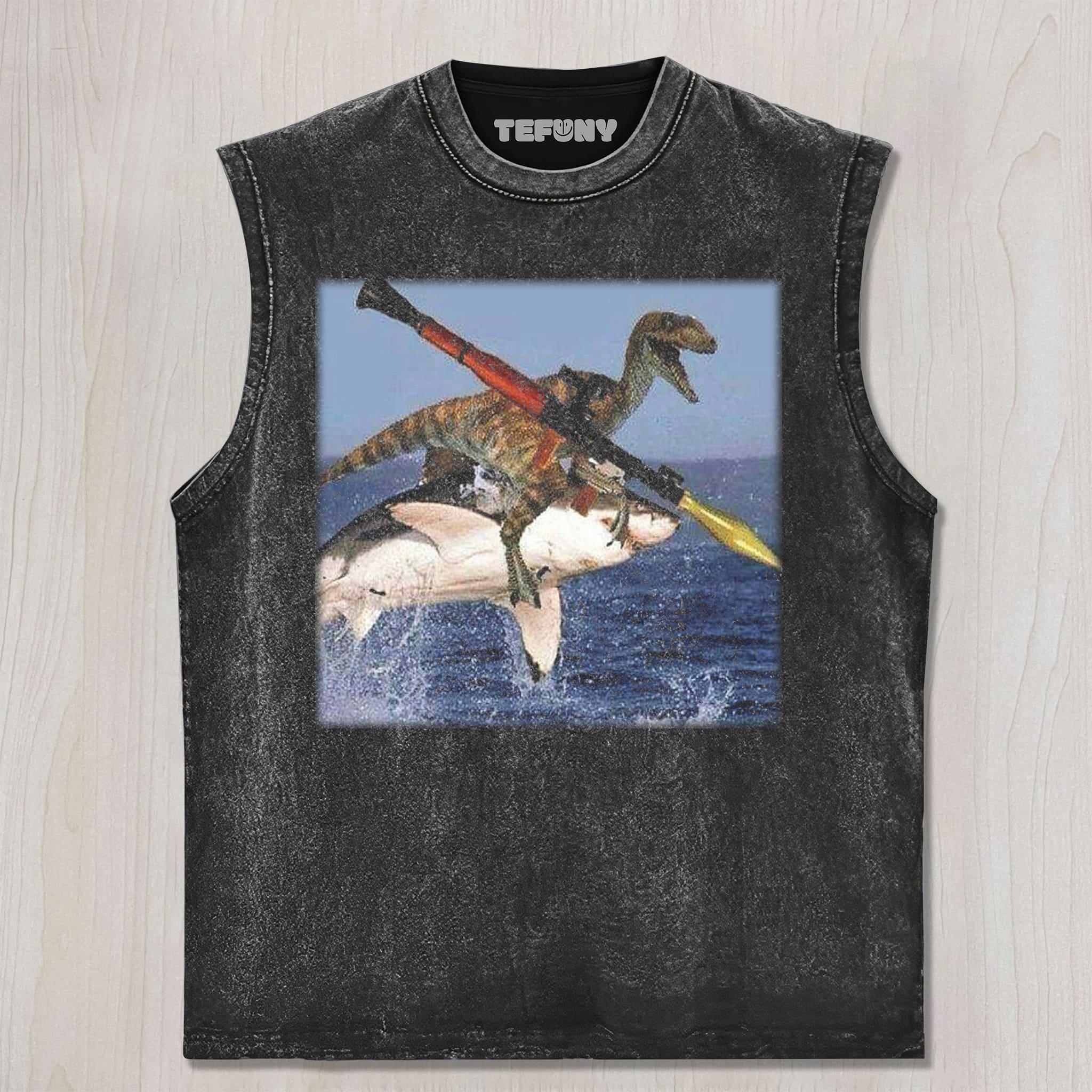 DINOSAURS RIDING SHARKS UNISEX TEE, TANK TOP, LAYERED LS, SWEATSHIRT & HOODIE
