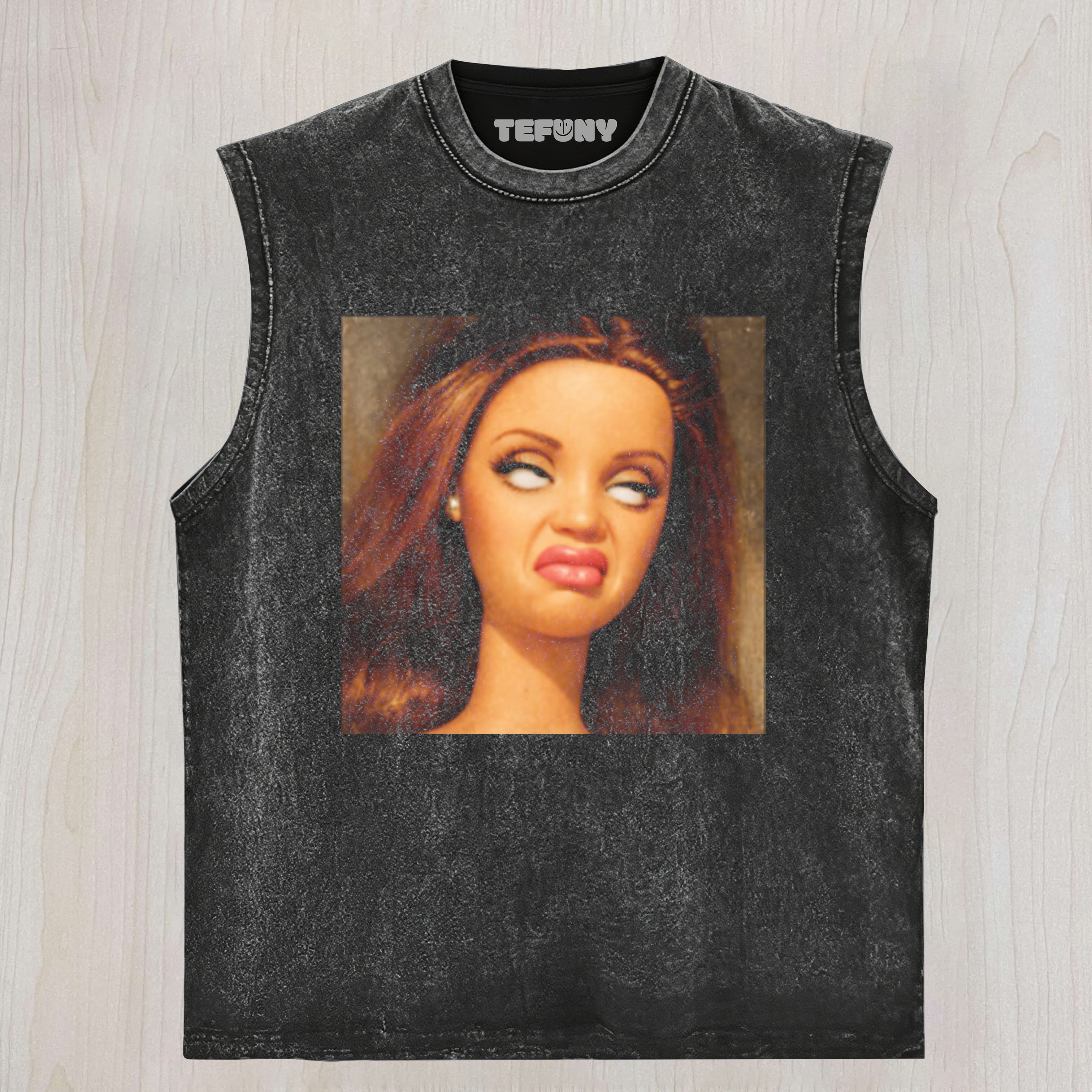 DISGUSTED DOLL FACE MEME EYE ROLL UNISEX TEE, TANK TOP, LAYERED LS, SWEATSHIRT & HOODIE