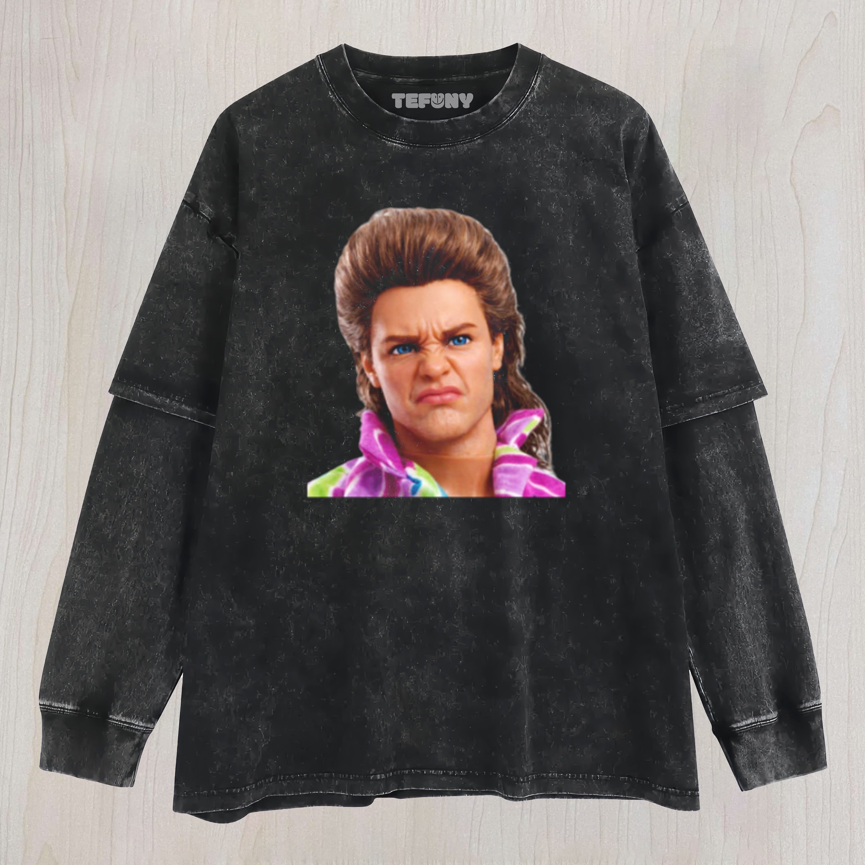 DISGUSTED DOLL FACE MULLET MALE MEME UNISEX TEE, TANK TOP, LAYERED LS, SWEATSHIRT & HOODIE