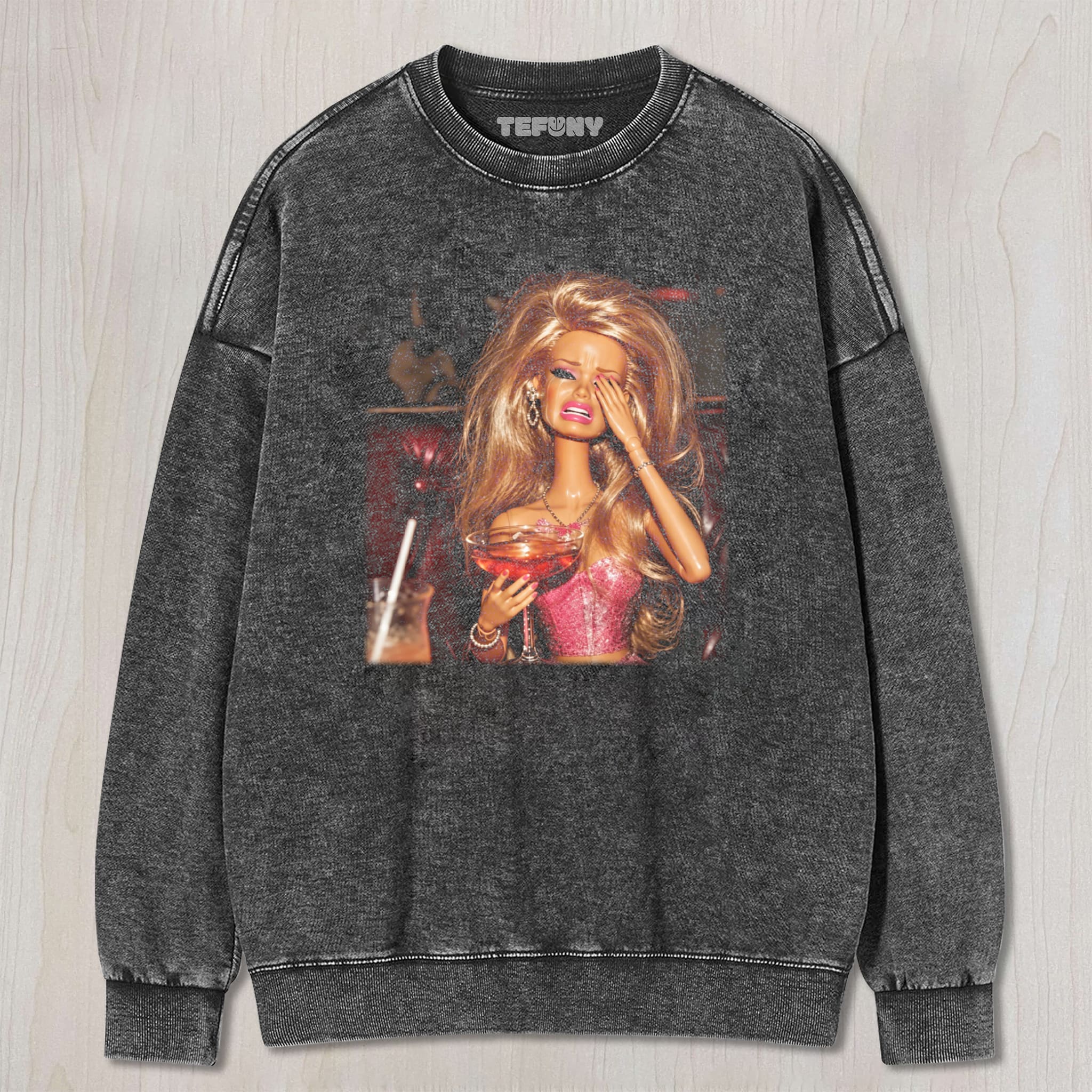 DISTRESSED DOLL CRYING GLAM UNISEX TEE, TANK TOP, LAYERED LS, SWEATSHIRT & HOODIE