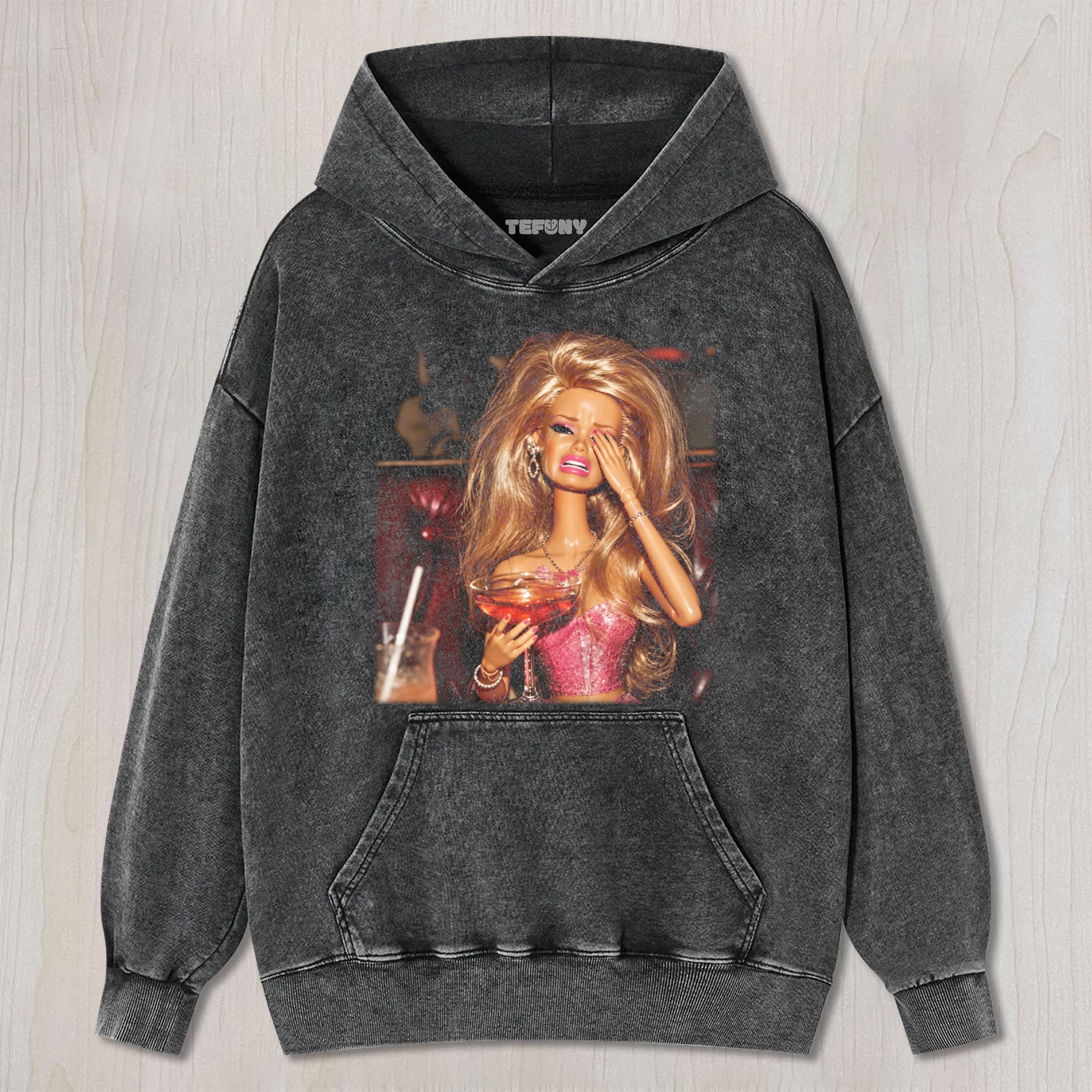 DISTRESSED DOLL CRYING GLAM UNISEX TEE, TANK TOP, LAYERED LS, SWEATSHIRT & HOODIE