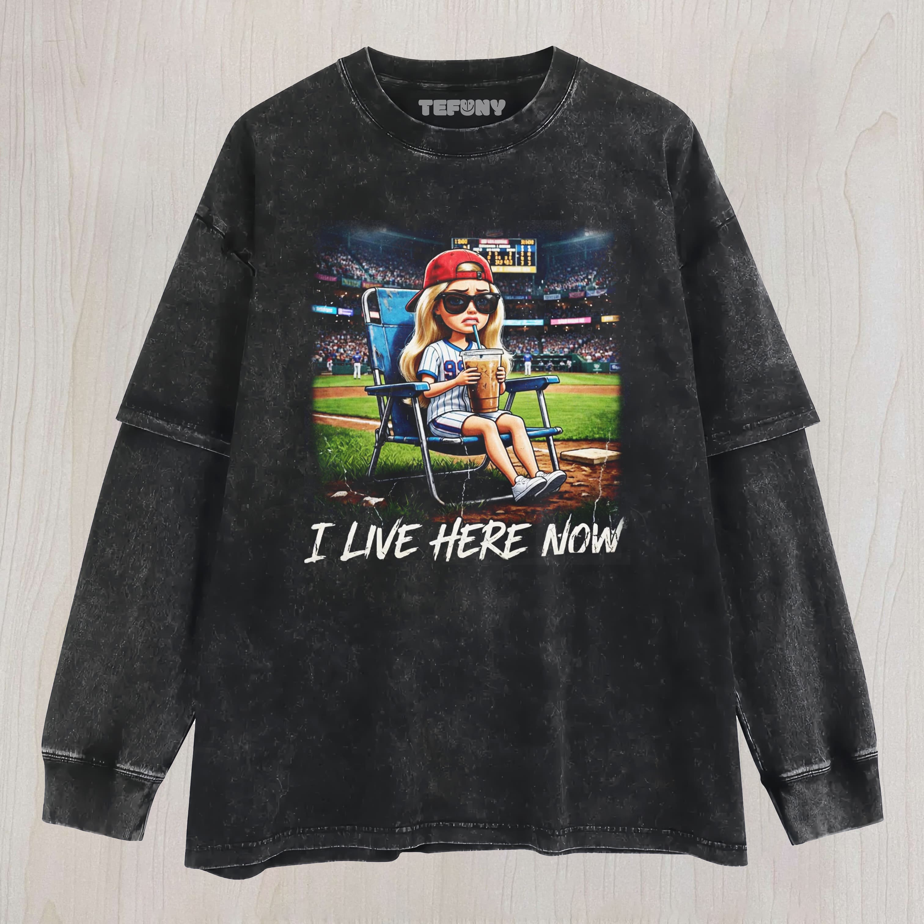 DISTRESSED DOLL FACE MEME BASEBALL LIFE UNISEX TEE, TANK TOP, LAYERED LS, SWEATSHIRT & HOODIE