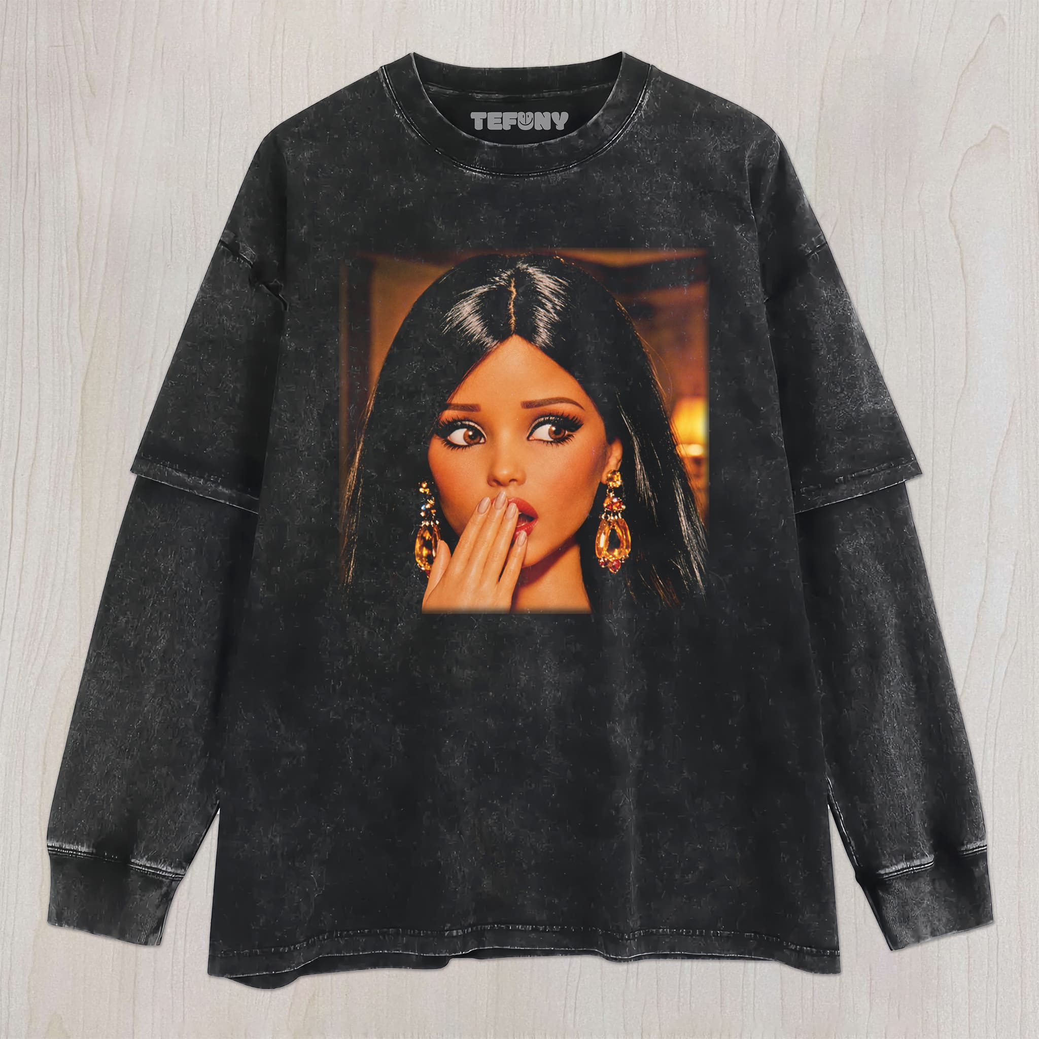 DISTRESSED DOLL MEME V14 UNISEX TEE, TANK TOP, LAYERED LS, SWEATSHIRT & HOODIE