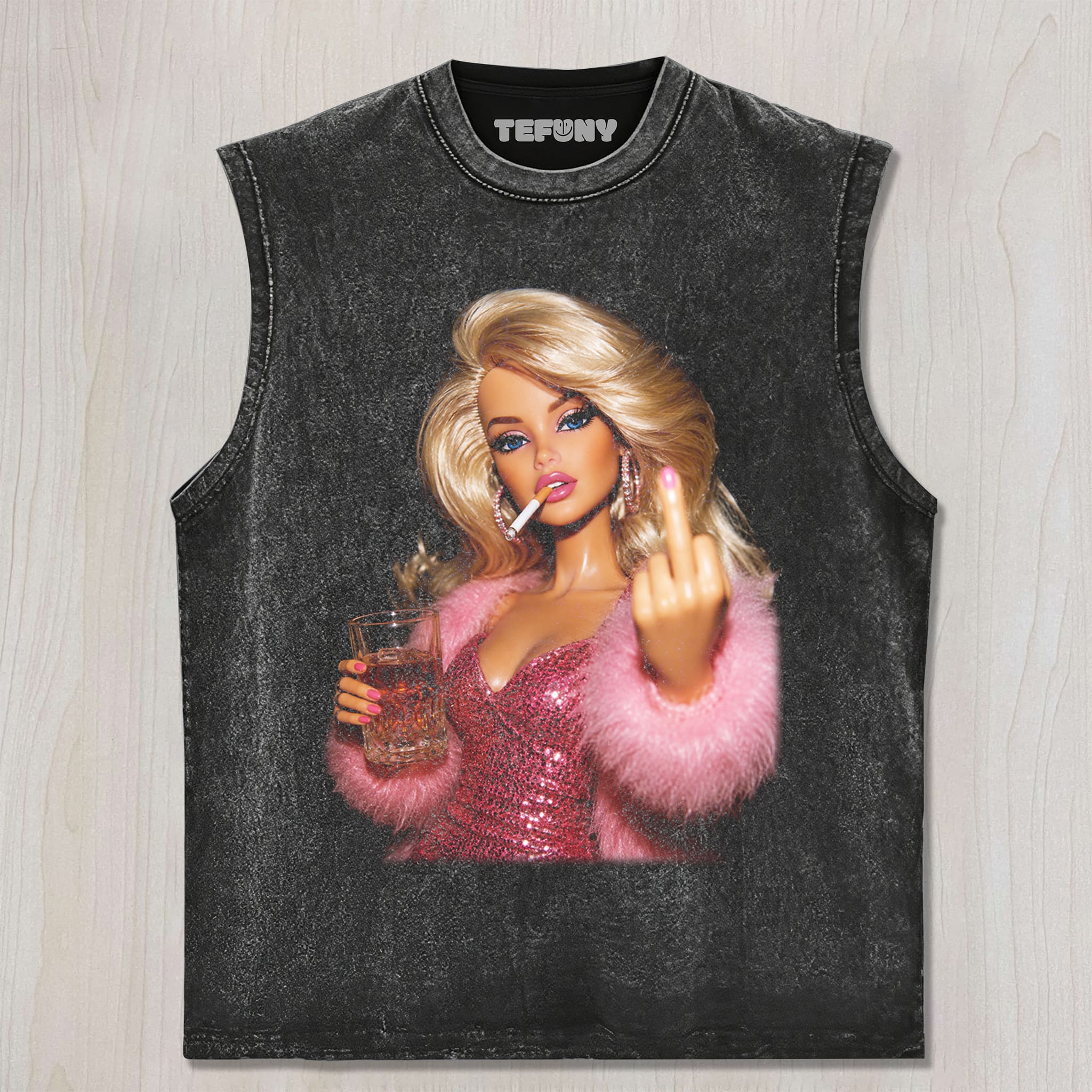 DISTRESSED DOLL MEME V15 UNISEX TEE, TANK TOP, LAYERED LS, SWEATSHIRT & HOODIE