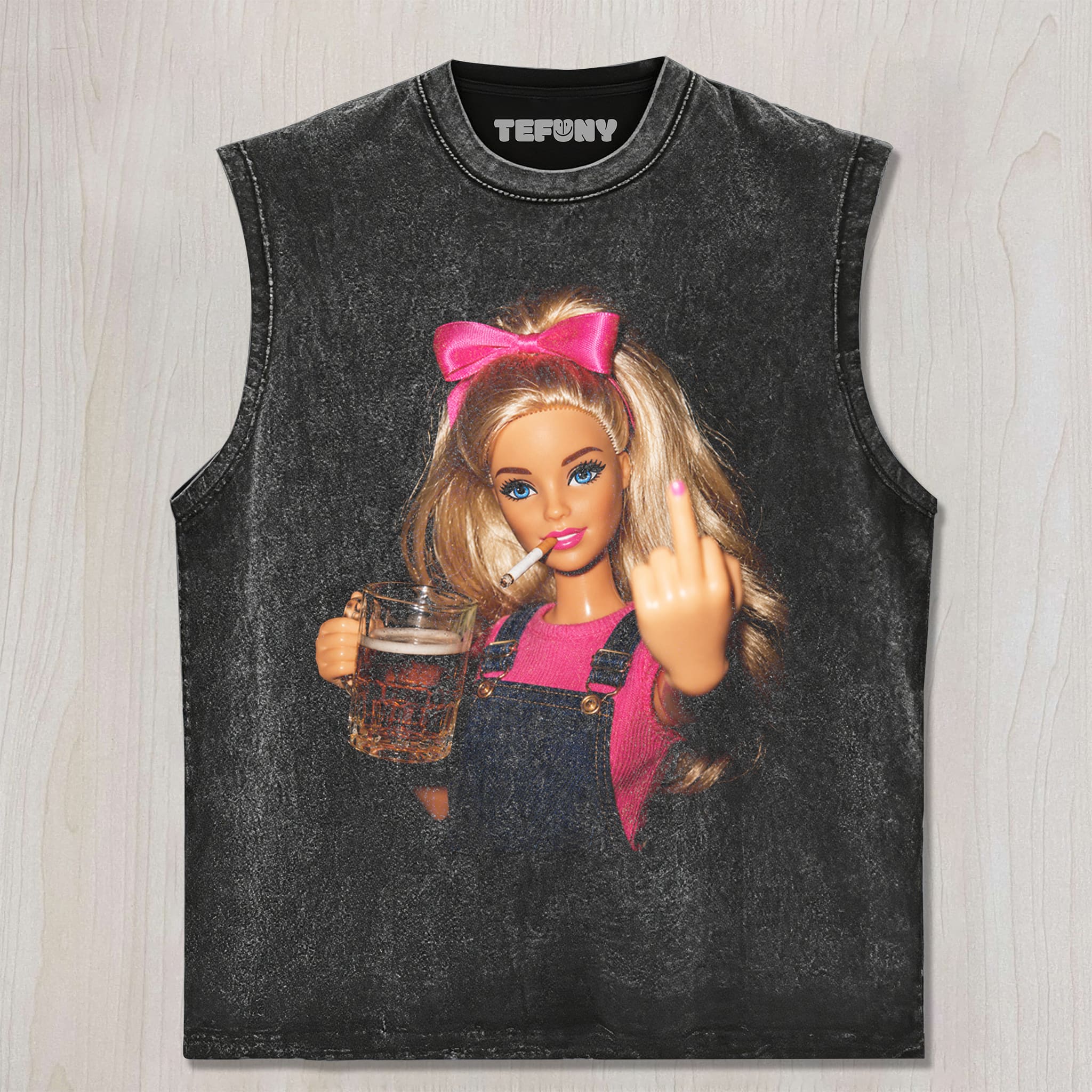 DISTRESSED DOLL MEME V17 UNISEX TEE, TANK TOP, LAYERED LS, SWEATSHIRT & HOODIE