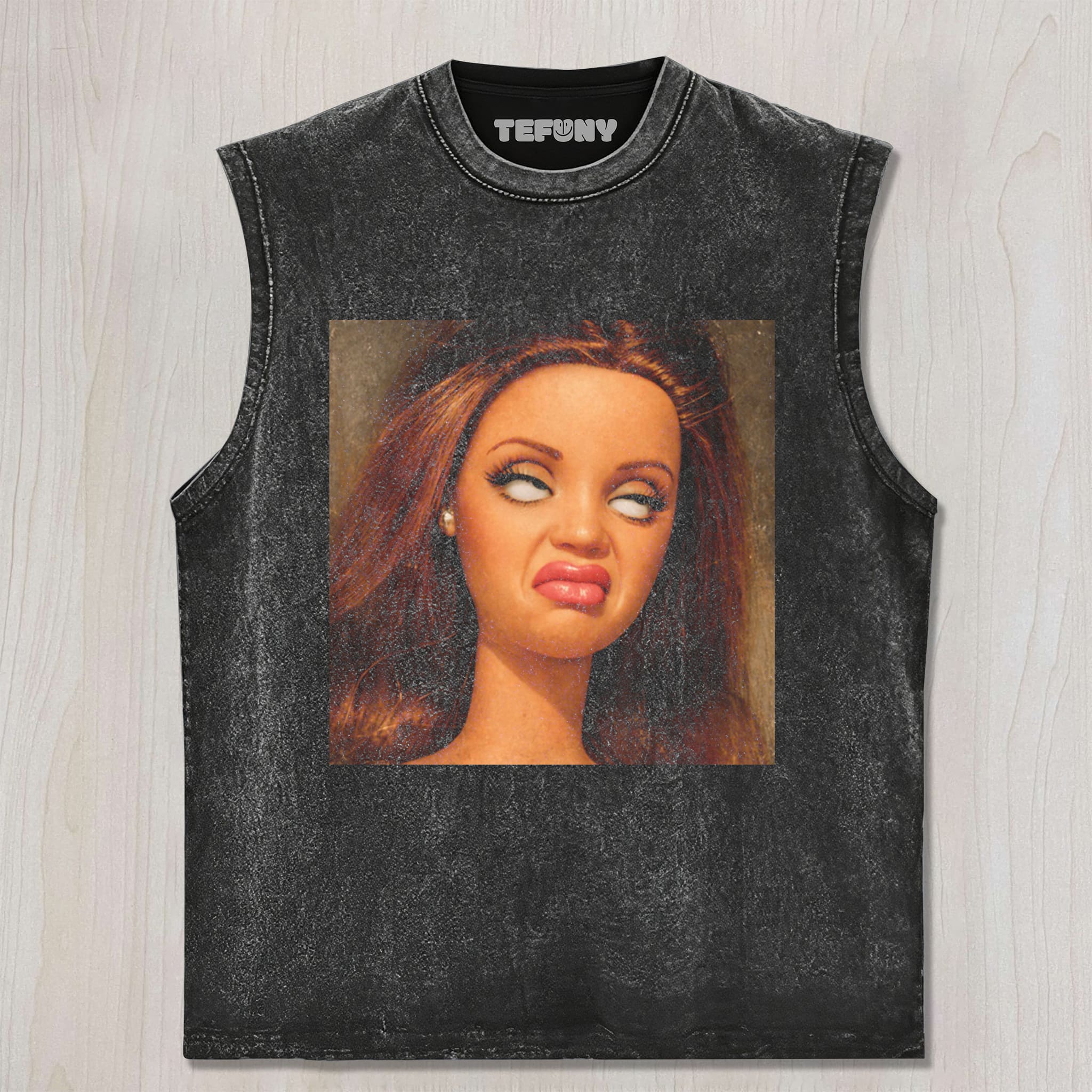 DISTRESSED DOLL MEME V18 UNISEX TEE, TANK TOP, LAYERED LS, SWEATSHIRT & HOODIE