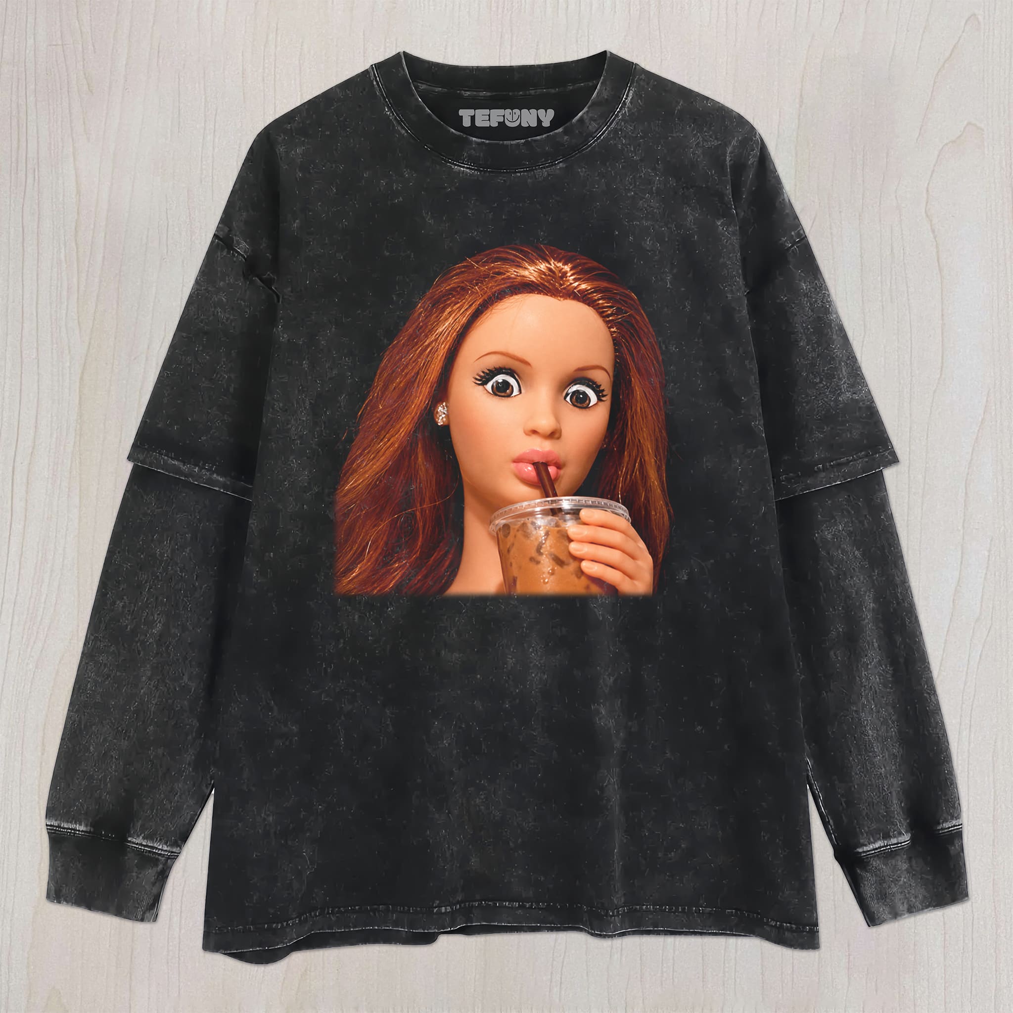 DISTRESSED DOLL MEME V20 UNISEX TEE, TANK TOP, LAYERED LS, SWEATSHIRT & HOODIE