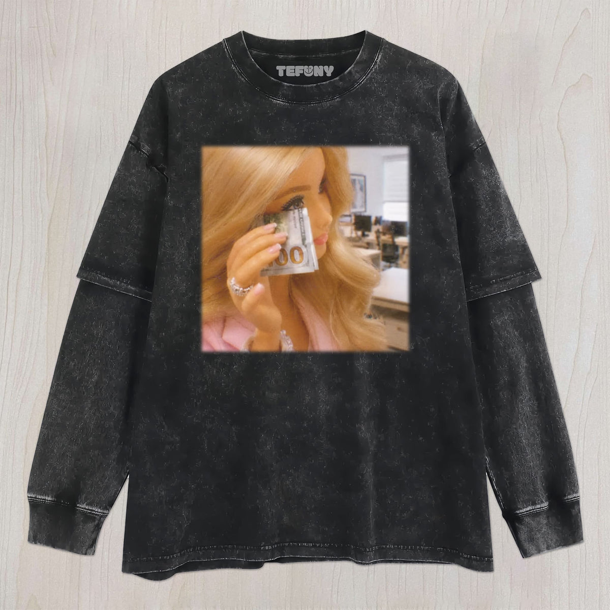 DISTRESSED DOLL MEME V21 UNISEX TEE, TANK TOP, LAYERED LS, SWEATSHIRT & HOODIE