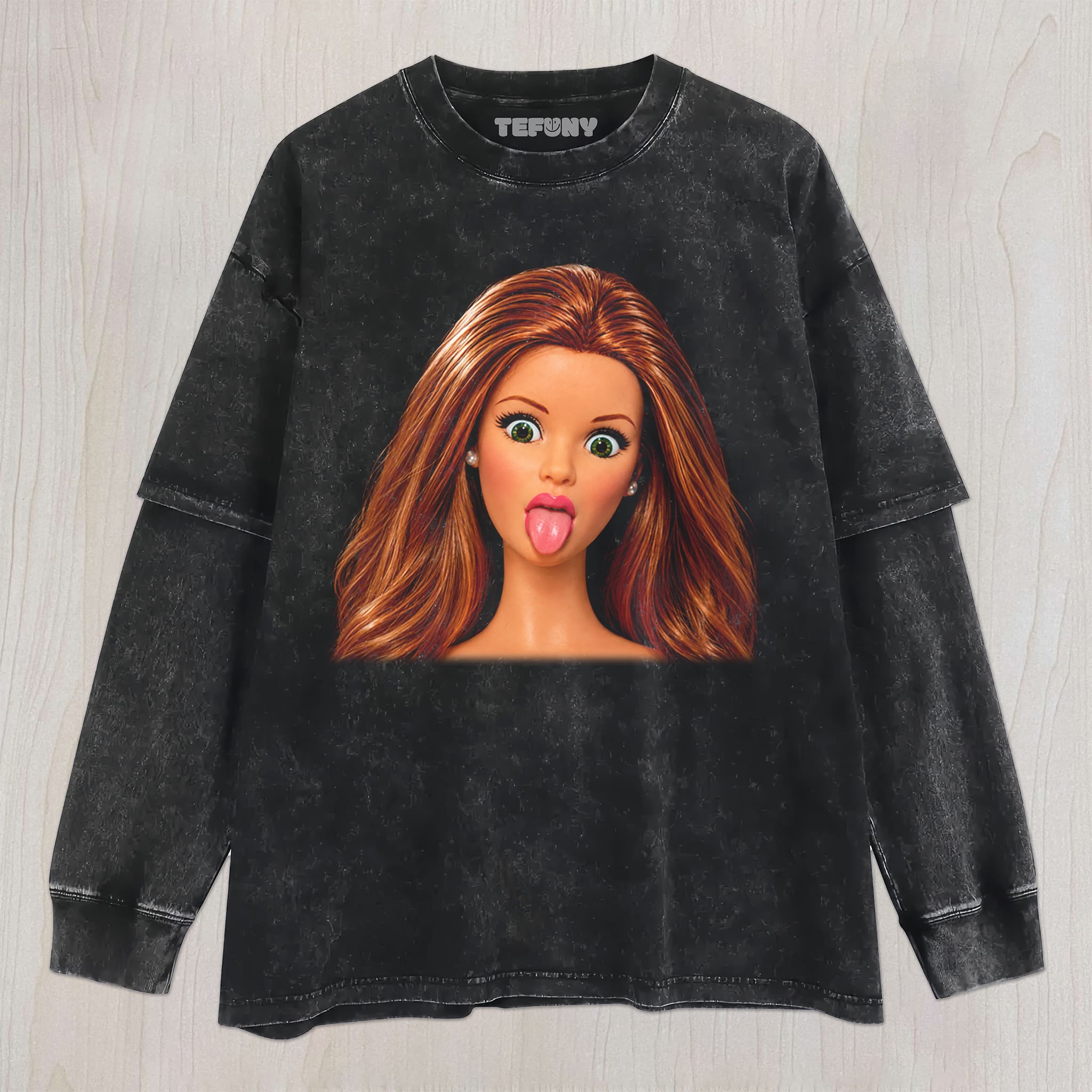 DISTRESSED DOLL MEME V22 UNISEX TEE, TANK TOP, LAYERED LS, SWEATSHIRT & HOODIE