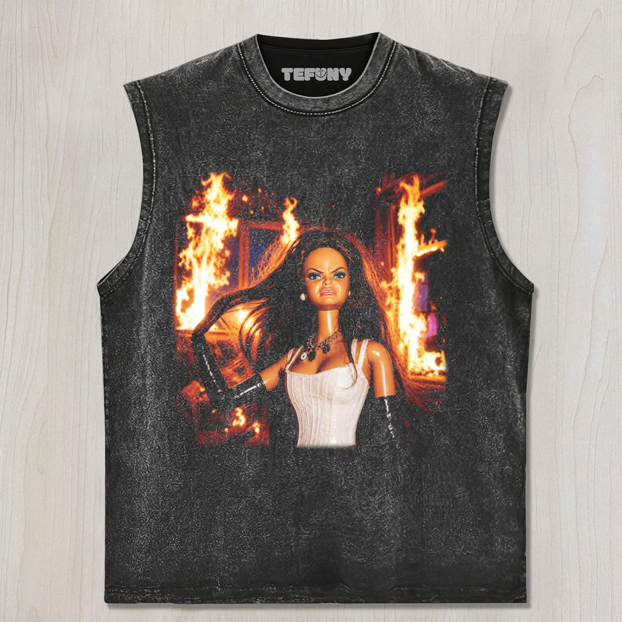 DISTRESSED DOLL MEME V24 UNISEX TEE, TANK TOP, LAYERED LS, SWEATSHIRT & HOODIE