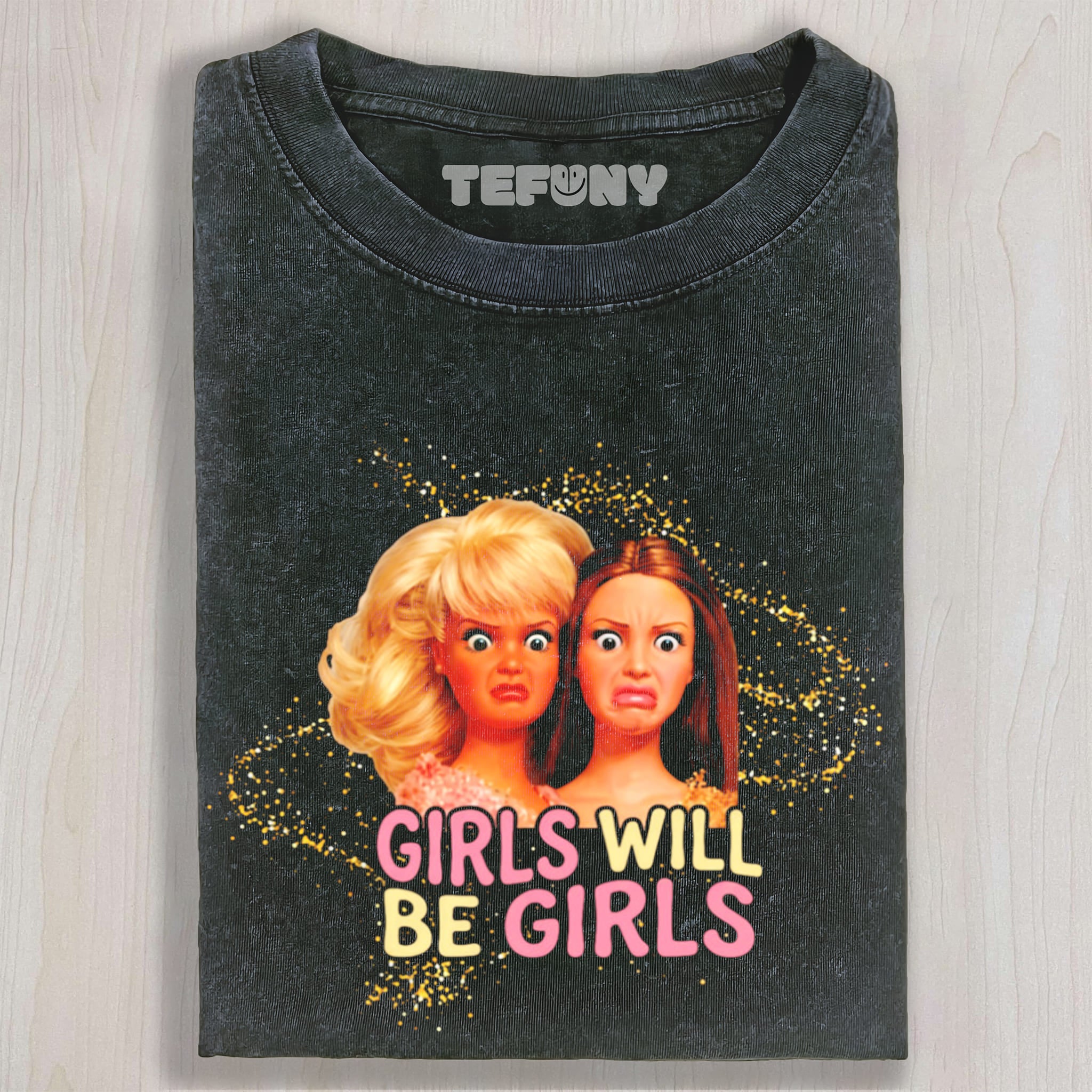 DISTRESSED DOLL MEME V26 UNISEX TEE, TANK TOP, LAYERED LS, SWEATSHIRT & HOODIE