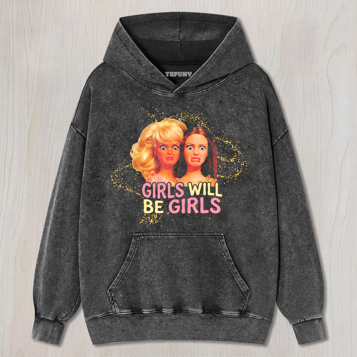 DISTRESSED DOLL MEME V26 UNISEX TEE, TANK TOP, LAYERED LS, SWEATSHIRT & HOODIE