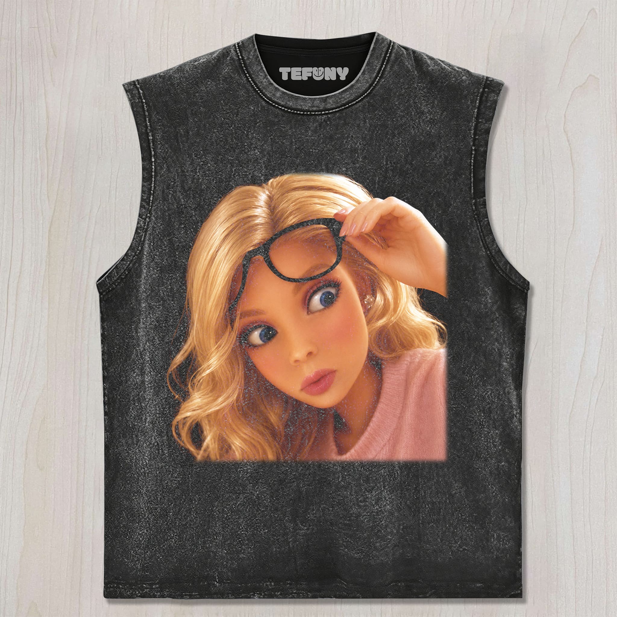 DISTRESSED DOLL MEME V27 UNISEX TEE, TANK TOP, LAYERED LS, SWEATSHIRT & HOODIE