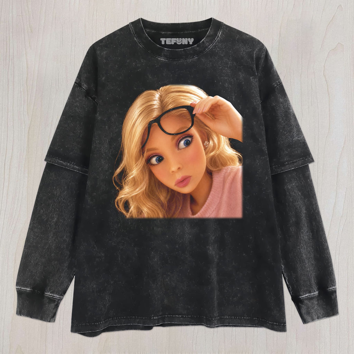 DISTRESSED DOLL MEME V27 UNISEX TEE, TANK TOP, LAYERED LS, SWEATSHIRT & HOODIE