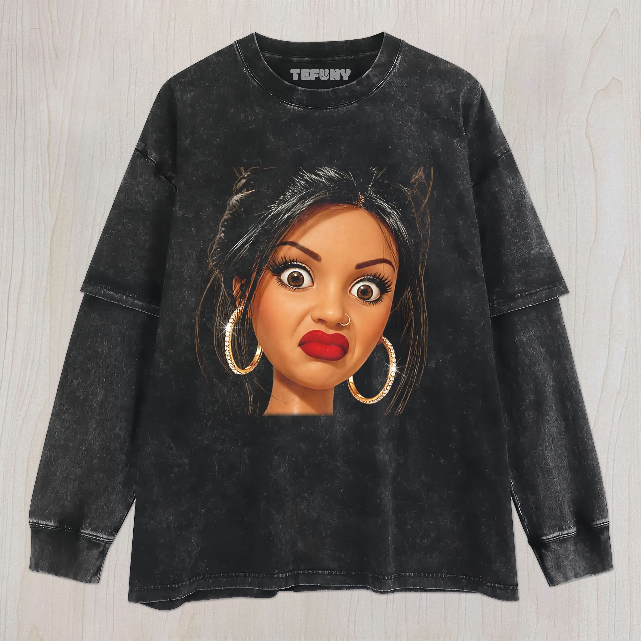 DISTRESSED DOLL MEME V2 UNISEX TEE, TANK TOP, LAYERED LS, SWEATSHIRT & HOODIE