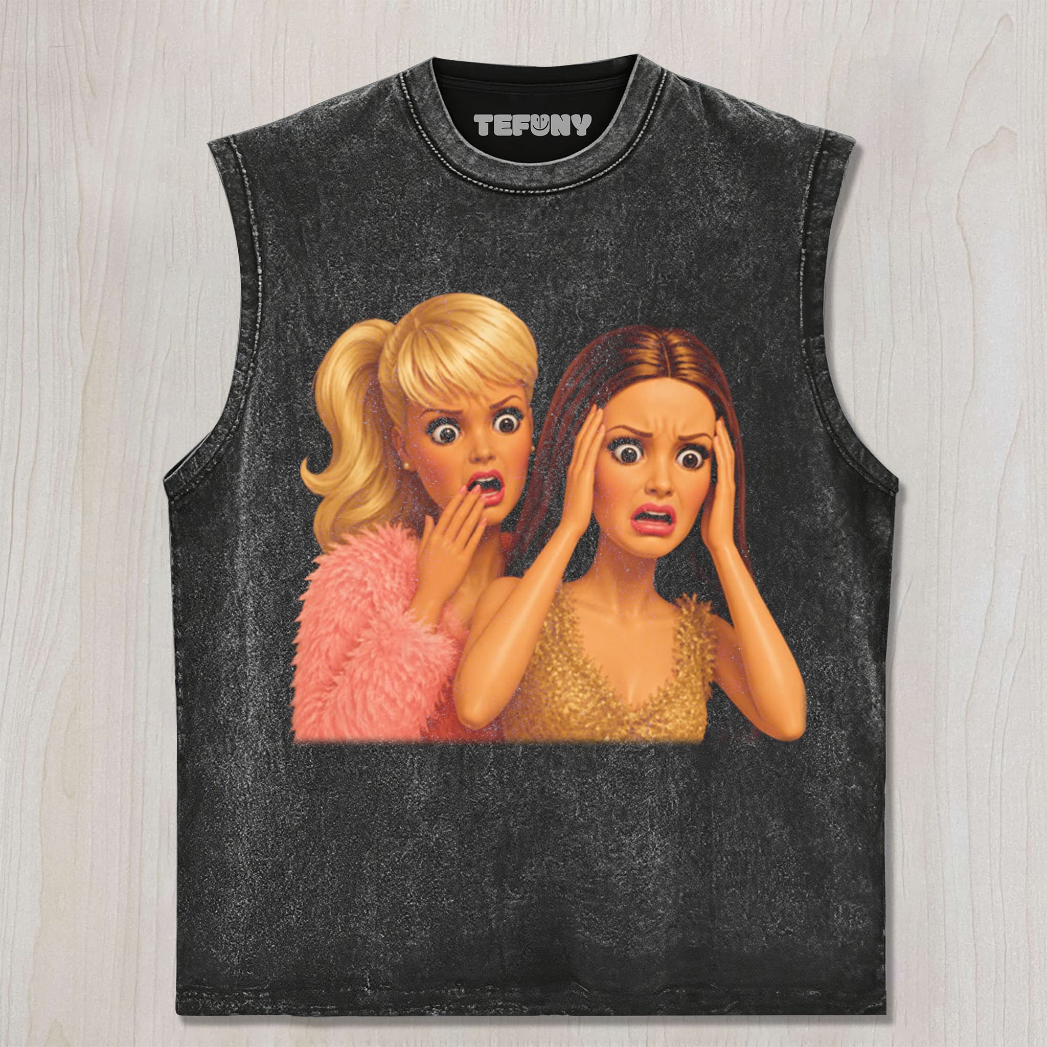 DISTRESSED DOLL MEME V6 UNISEX TEE, TANK TOP, LAYERED LS, SWEATSHIRT & HOODIE