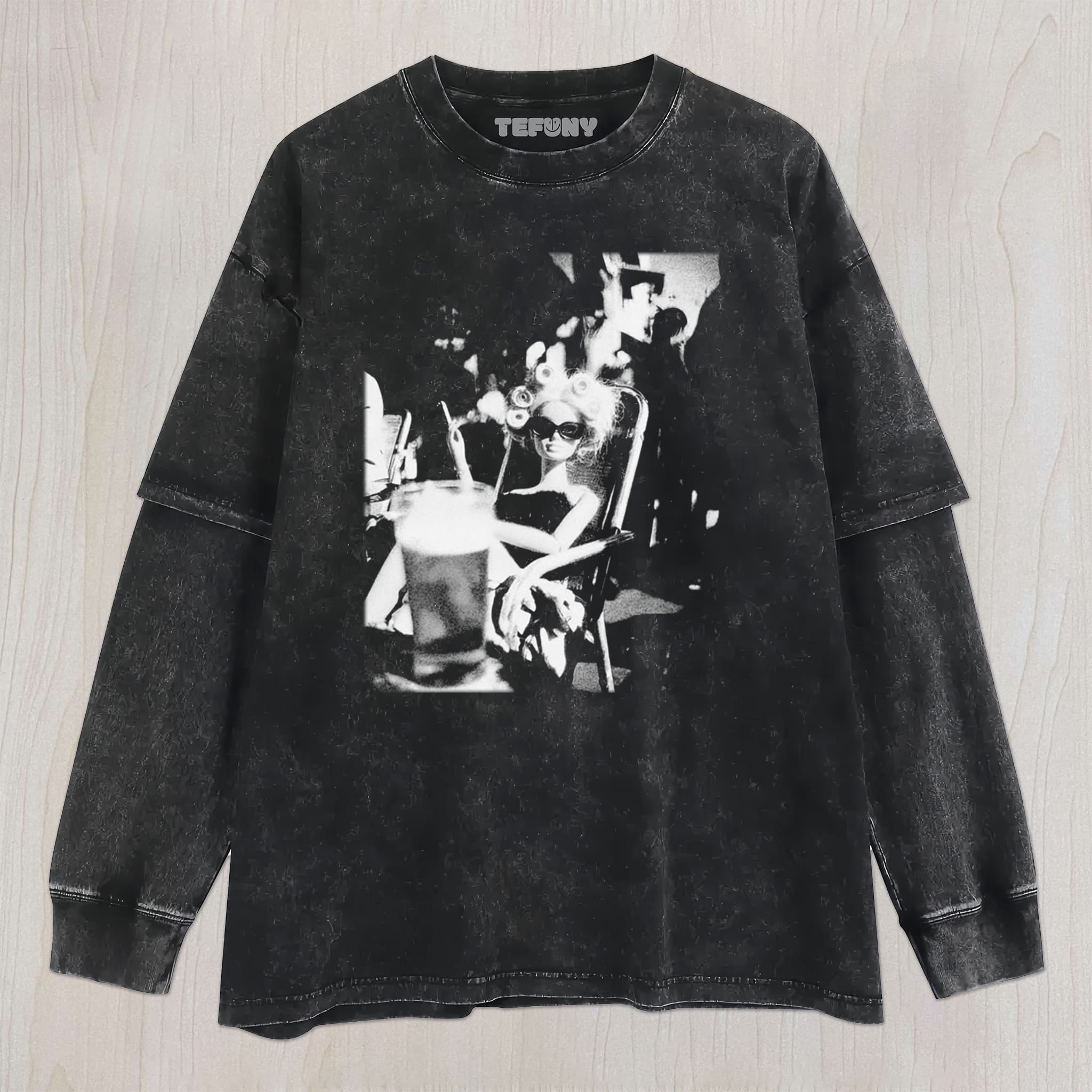 DISTRESSED DOLL MEME V8 UNISEX TEE, TANK TOP, LAYERED LS, SWEATSHIRT & HOODIE