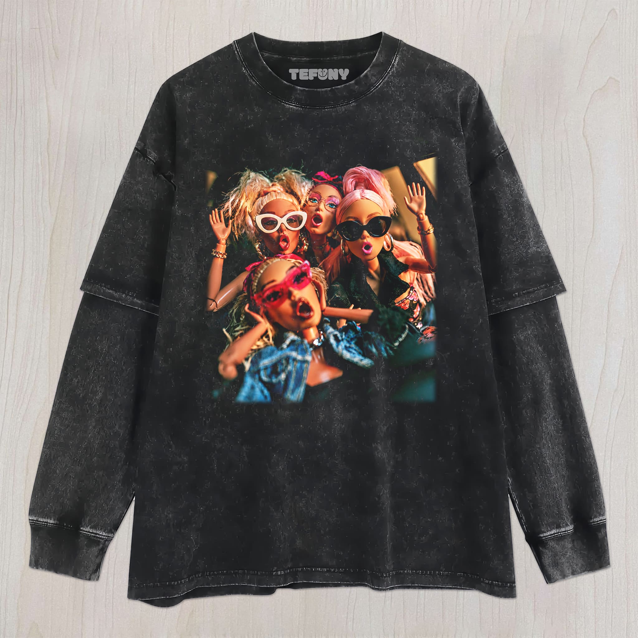 DISTRESSED DOLL MEME V9 UNISEX TEE, TANK TOP, LAYERED LS, SWEATSHIRT & HOODIE