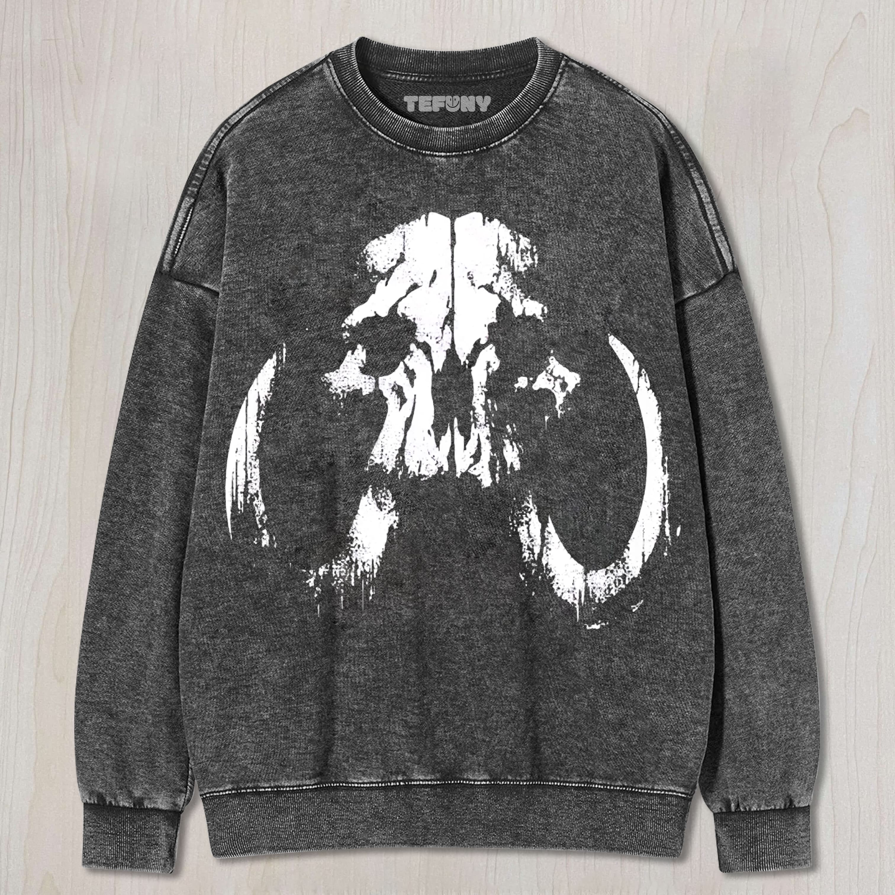 DISTRESSED DRIP MANDALORIAN SKULL SLEEVELESS WASHED UNISEX TEE, TANK TOP, LAYERED LS, SWEATSHIRT & HOODIE