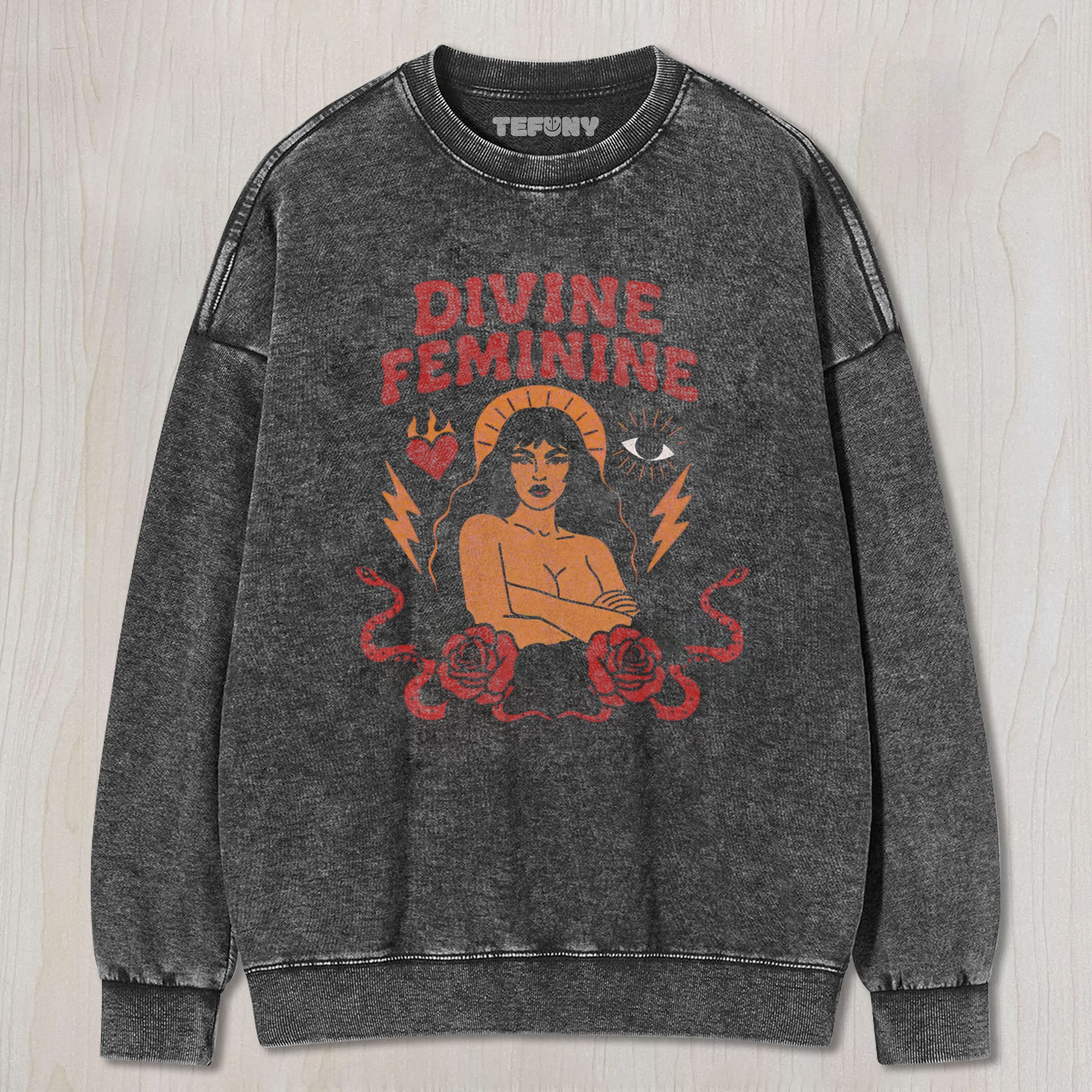 DIVINE FEMININE WASHED UNISEX TEE, TANK TOP, LAYERED LS, SWEATSHIRT & HOODIE