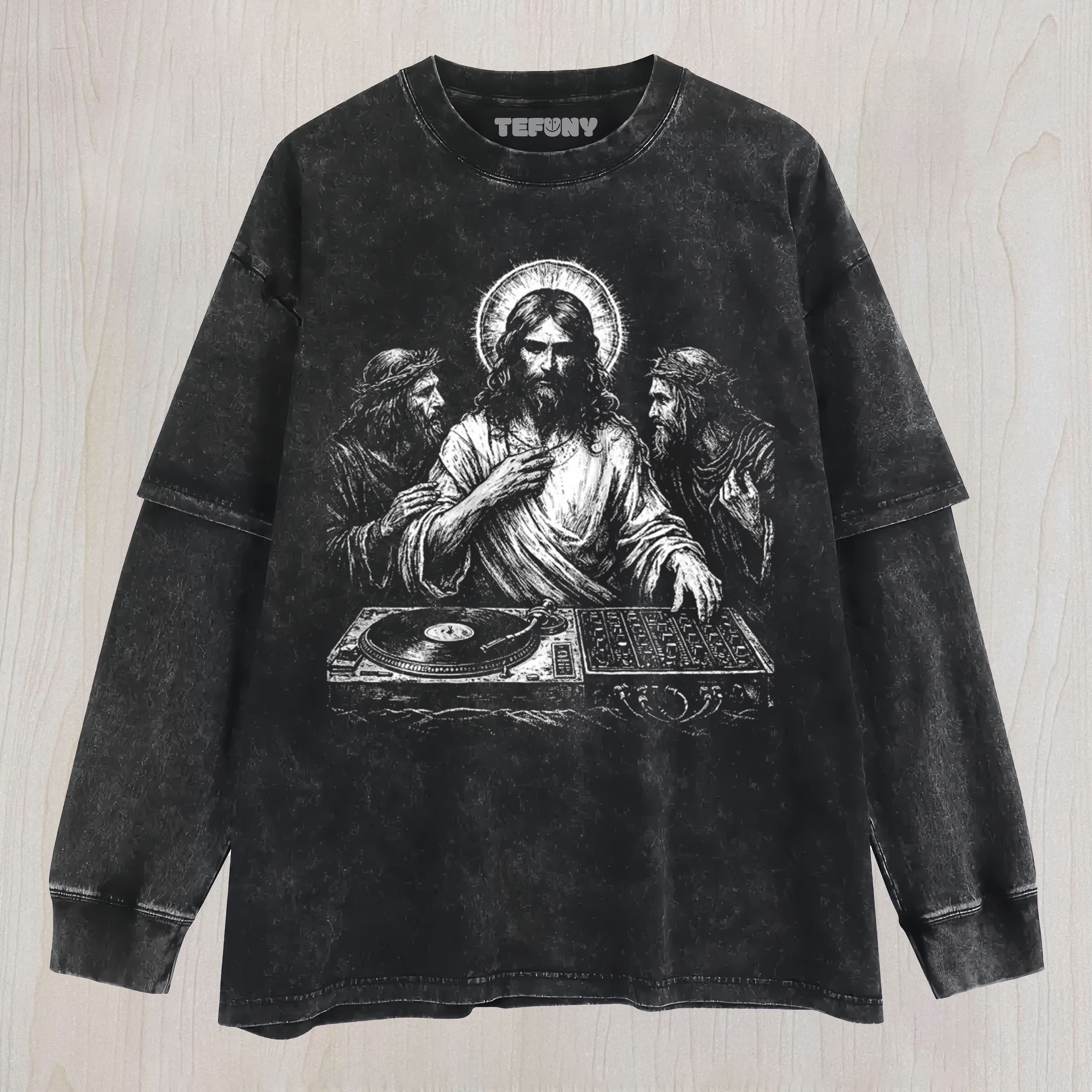DJ JESUS CHRIST UNISEX TEE, TANK TOP, LAYERED LS, SWEATSHIRT & HOODIE