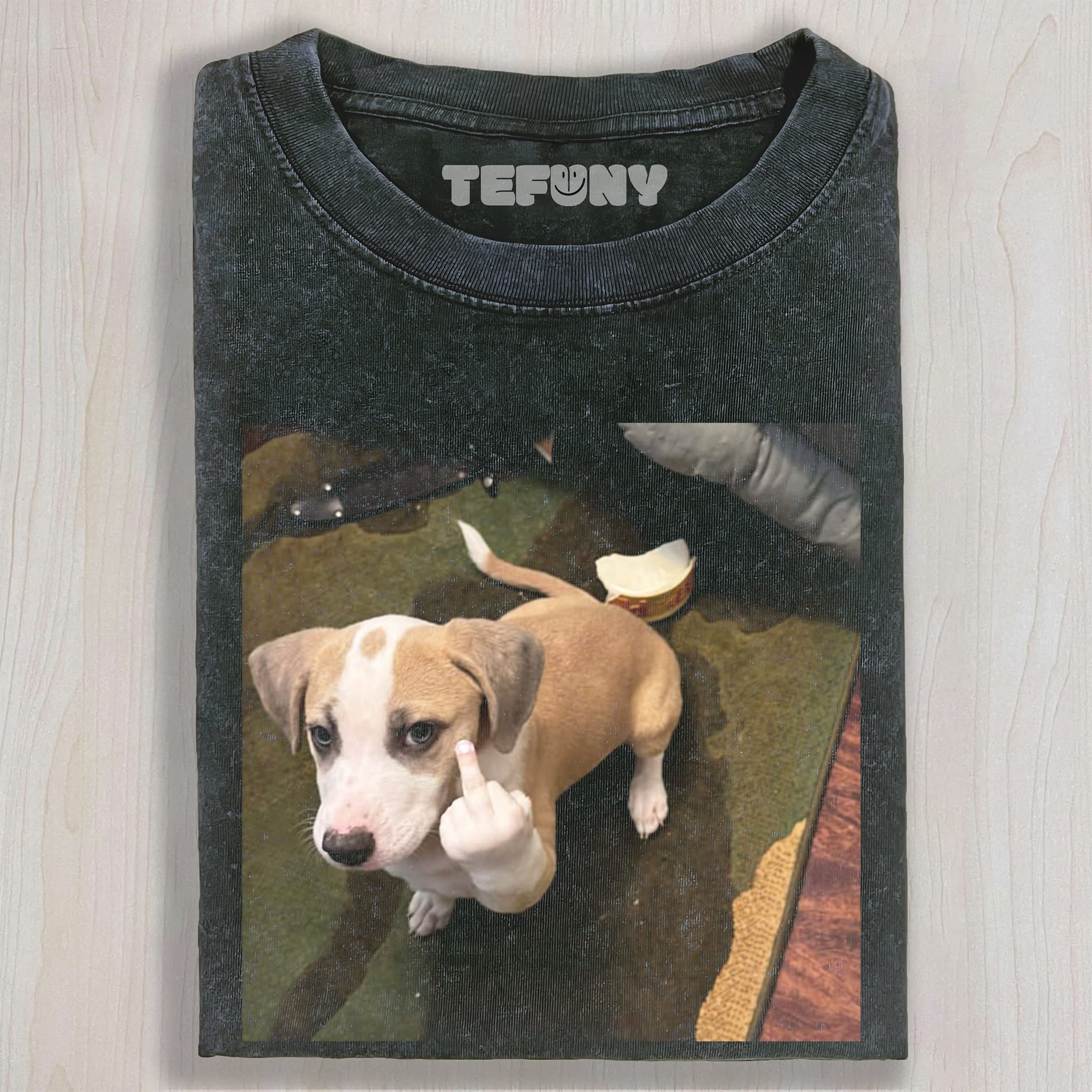 DOG GIVES MIDDLE FINGER UNISEX TEE, TANK TOP, LAYERED LS, SWEATSHIRT & HOODIE