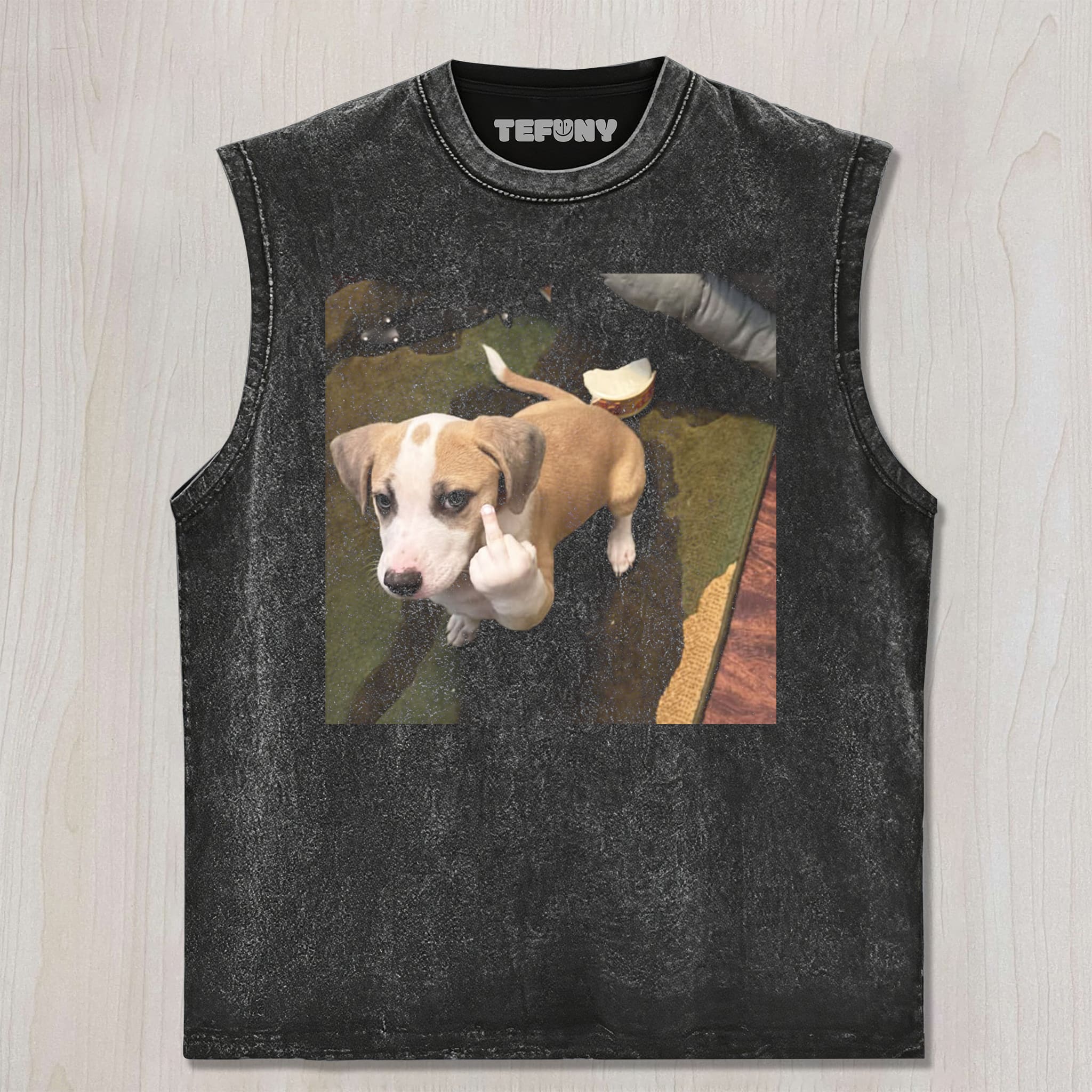 DOG GIVES MIDDLE FINGER UNISEX TEE, TANK TOP, LAYERED LS, SWEATSHIRT & HOODIE
