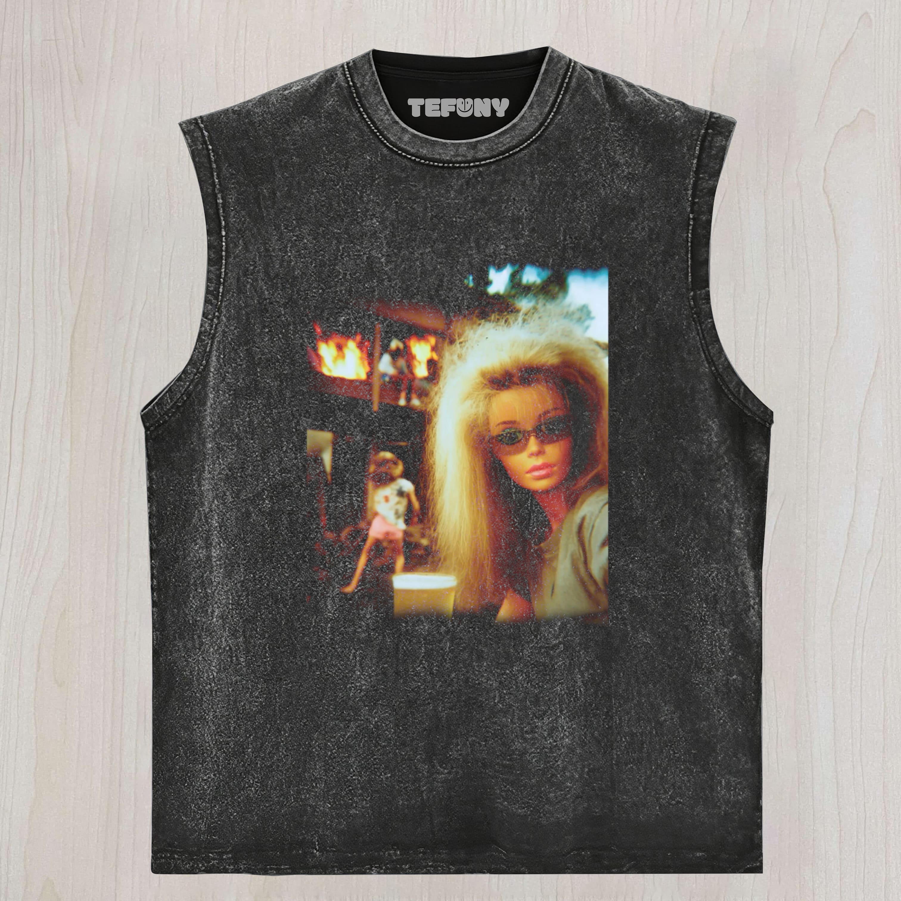 DOLL FACE MEME BURNING DOWN THE HOUSE UNISEX TEE, TANK TOP, LAYERED LS, SWEATSHIRT & HOODIE