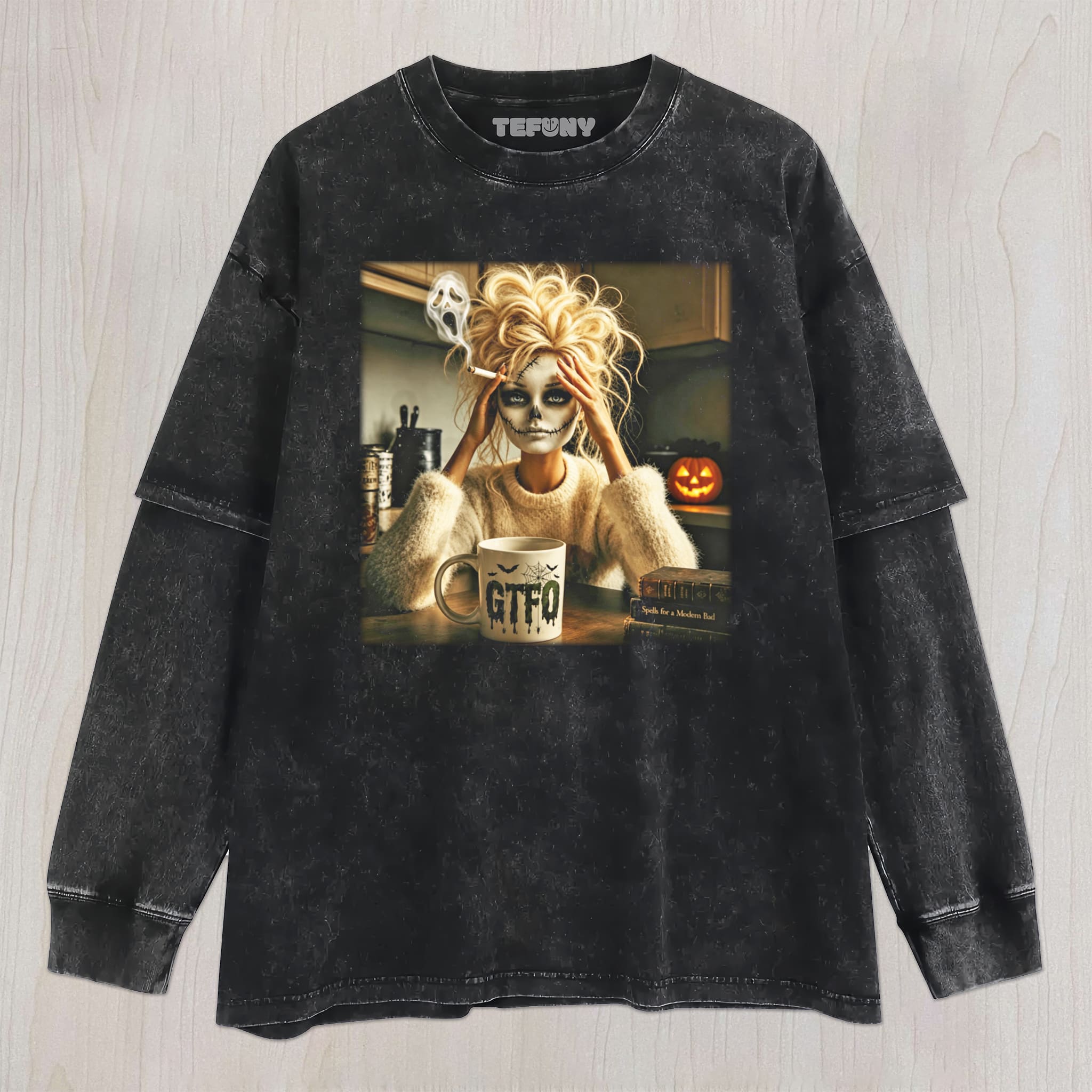 DOLL FACE MEME HALLOWEEN GIRL UNISEX TEE, TANK TOP, LAYERED LS, SWEATSHIRT & HOODIE