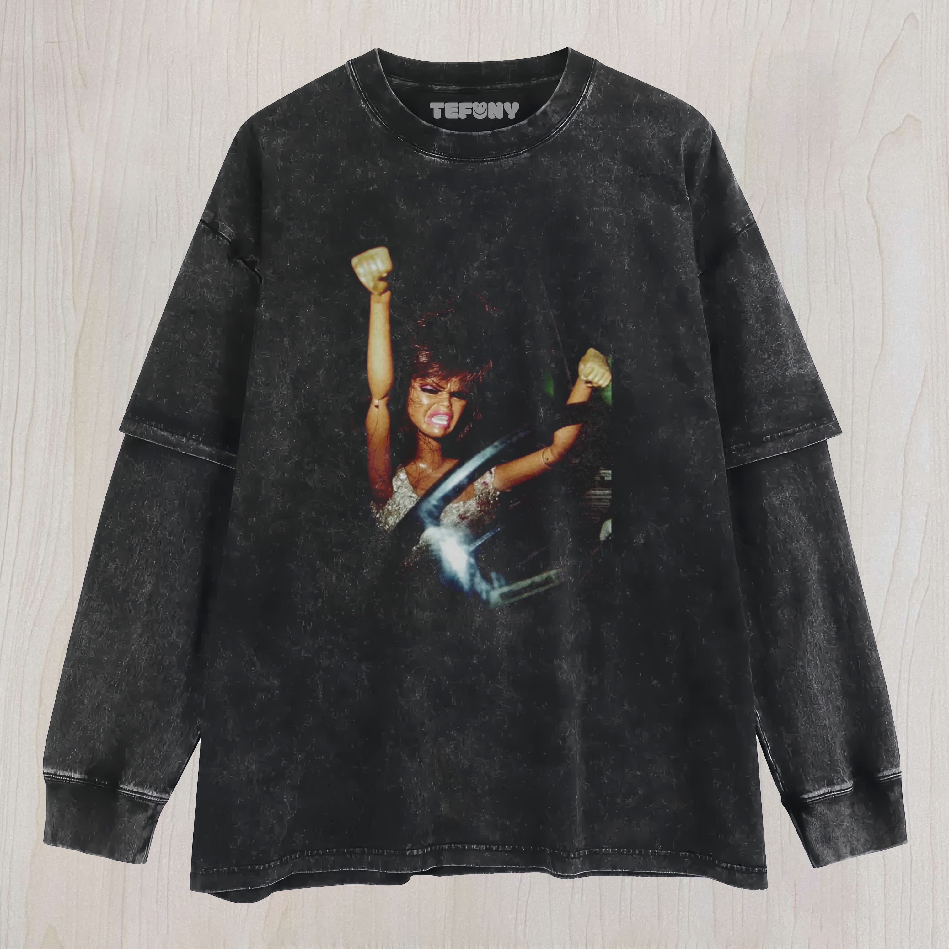 DOLL FACE MEME JOYRIDE FROM HELL UNISEX TEE, TANK TOP, LAYERED LS, SWEATSHIRT & HOODIE