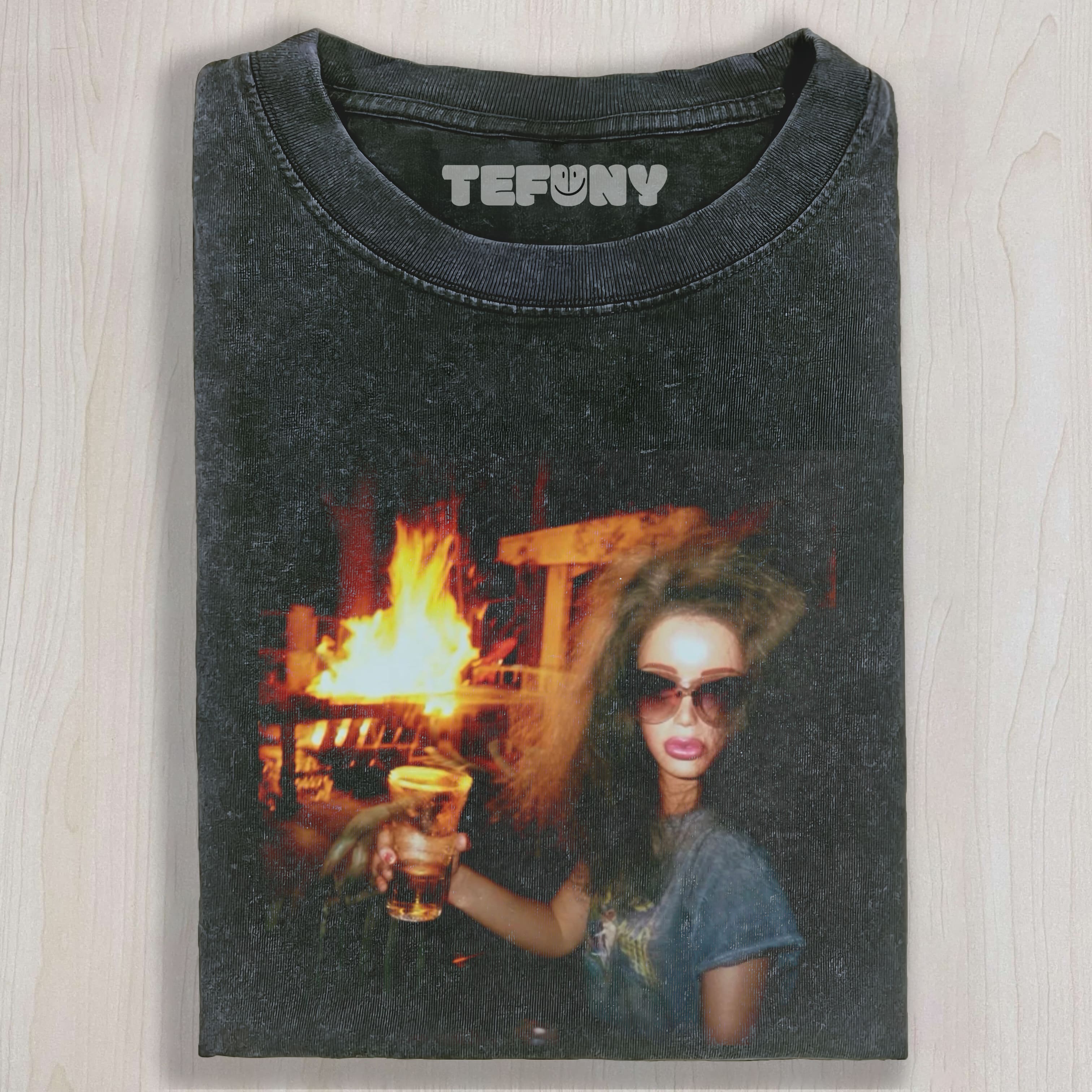 DOLL FACE MEME NIGHTTIME CHEERS UNISEX TEE, TANK TOP, LAYERED LS, SWEATSHIRT & HOODIE