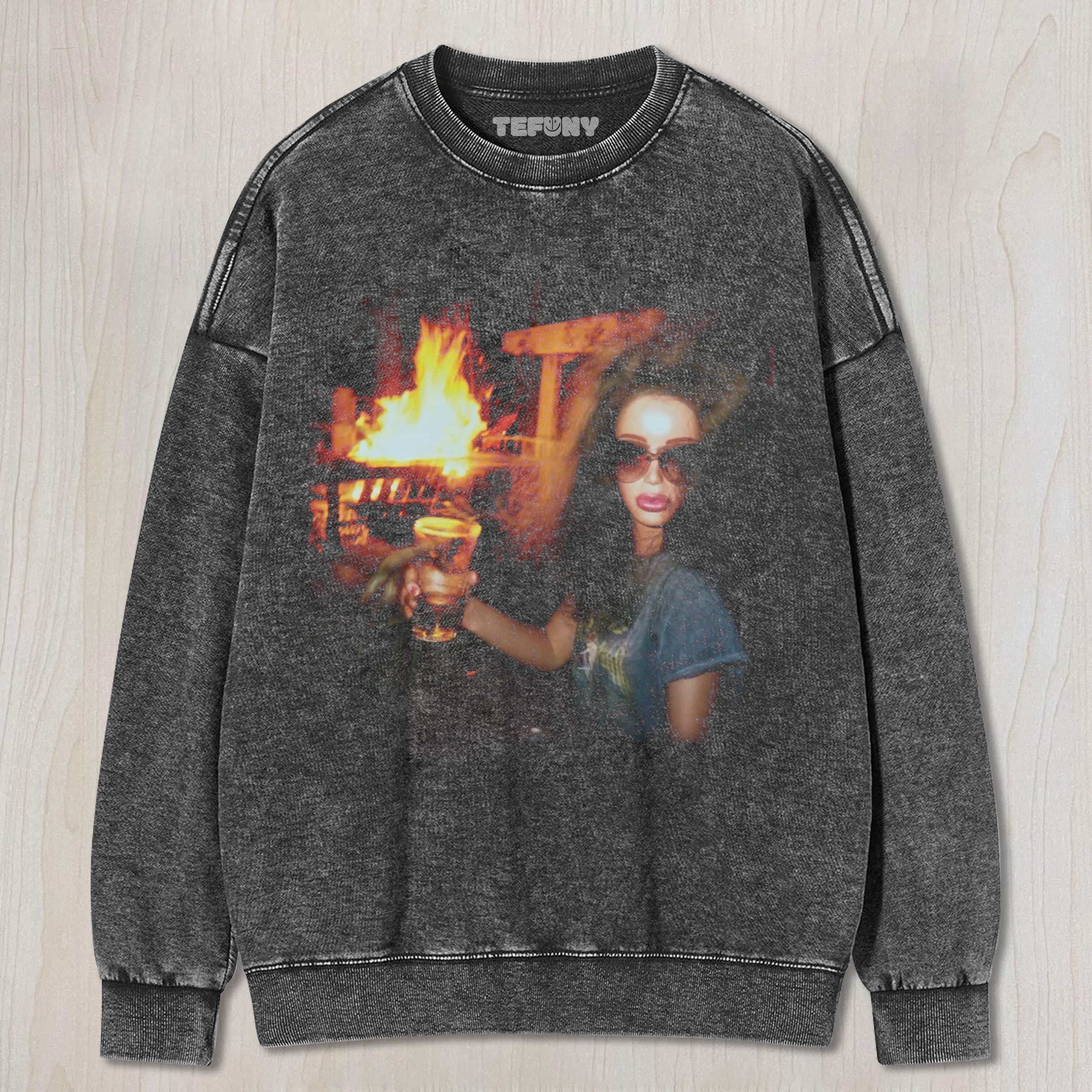 DOLL FACE MEME NIGHTTIME CHEERS UNISEX TEE, TANK TOP, LAYERED LS, SWEATSHIRT & HOODIE
