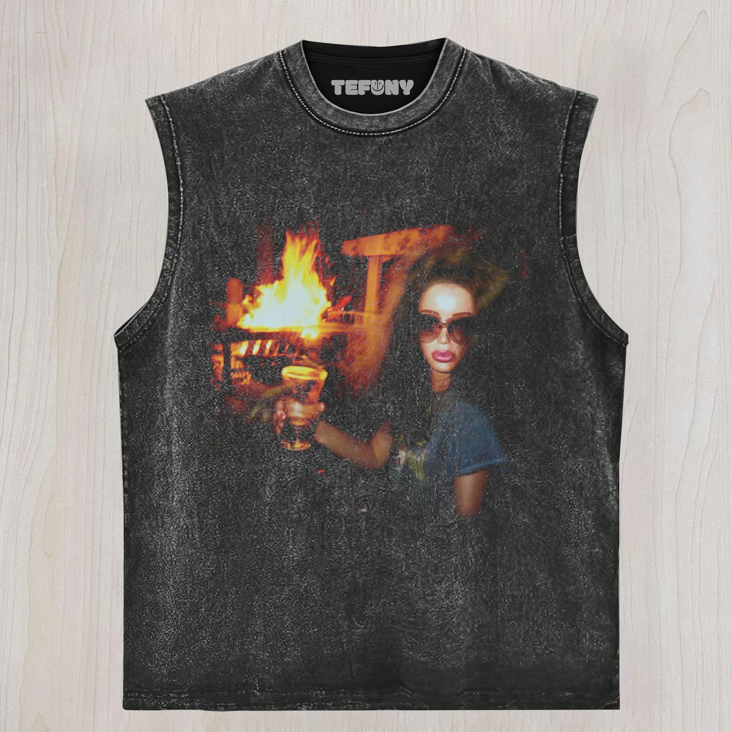 DOLL FACE MEME NIGHTTIME CHEERS UNISEX TEE, TANK TOP, LAYERED LS, SWEATSHIRT & HOODIE