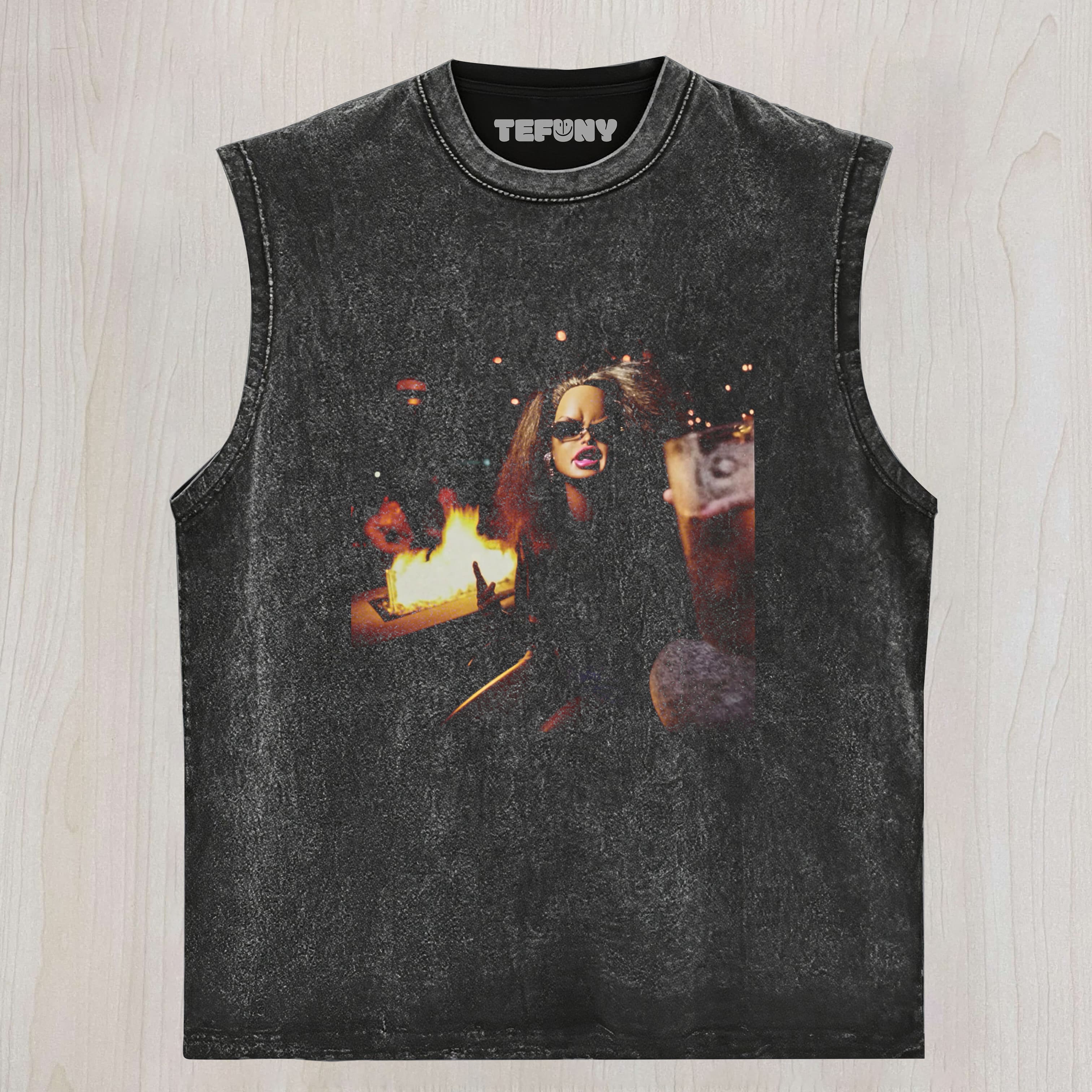 DOLL FACE MEME PATIO VIBES ONLY UNISEX TEE, TANK TOP, LAYERED LS, SWEATSHIRT & HOODIE