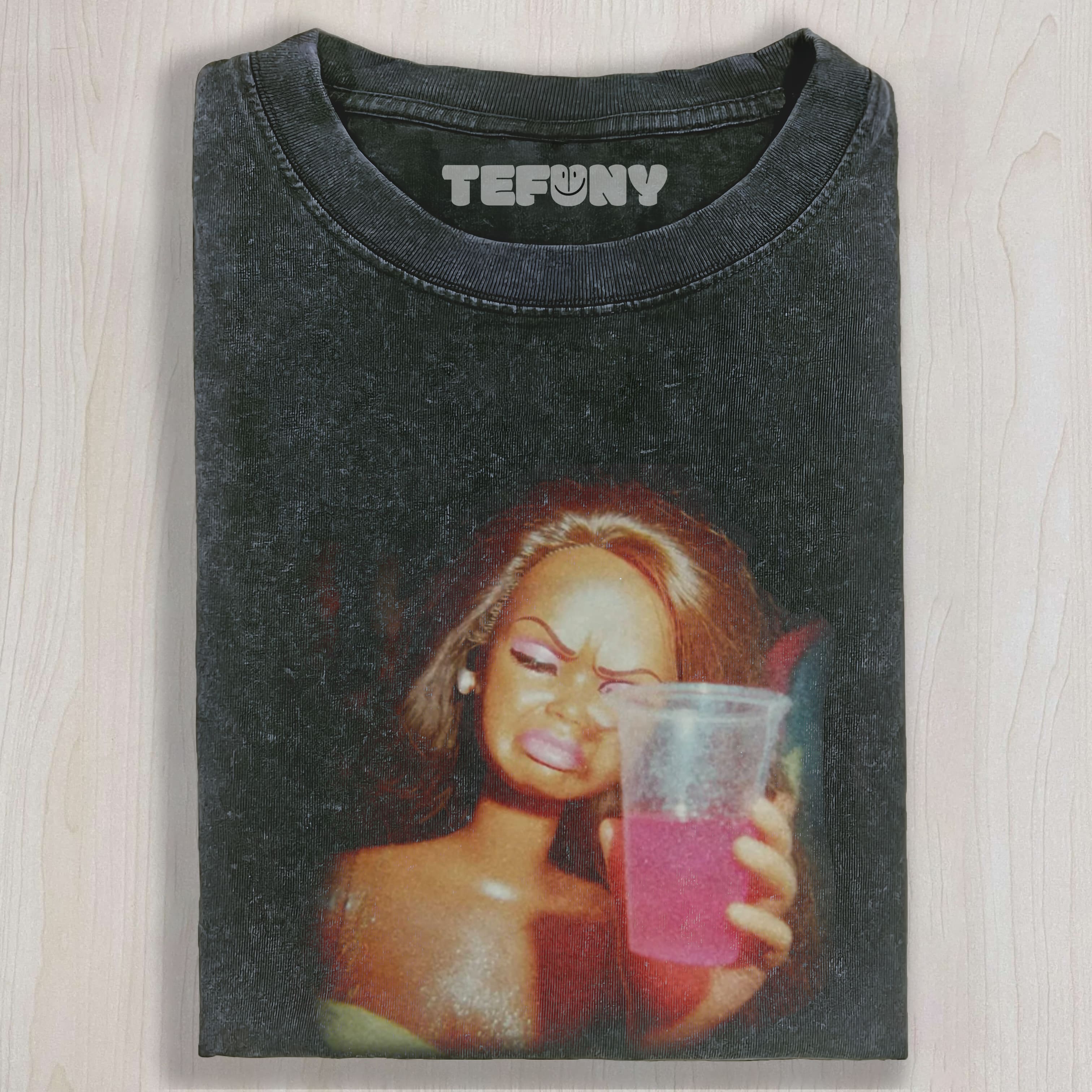 DOLL FACE MEME PINK DRINK UNISEX TEE, TANK TOP, LAYERED LS, SWEATSHIRT & HOODIE