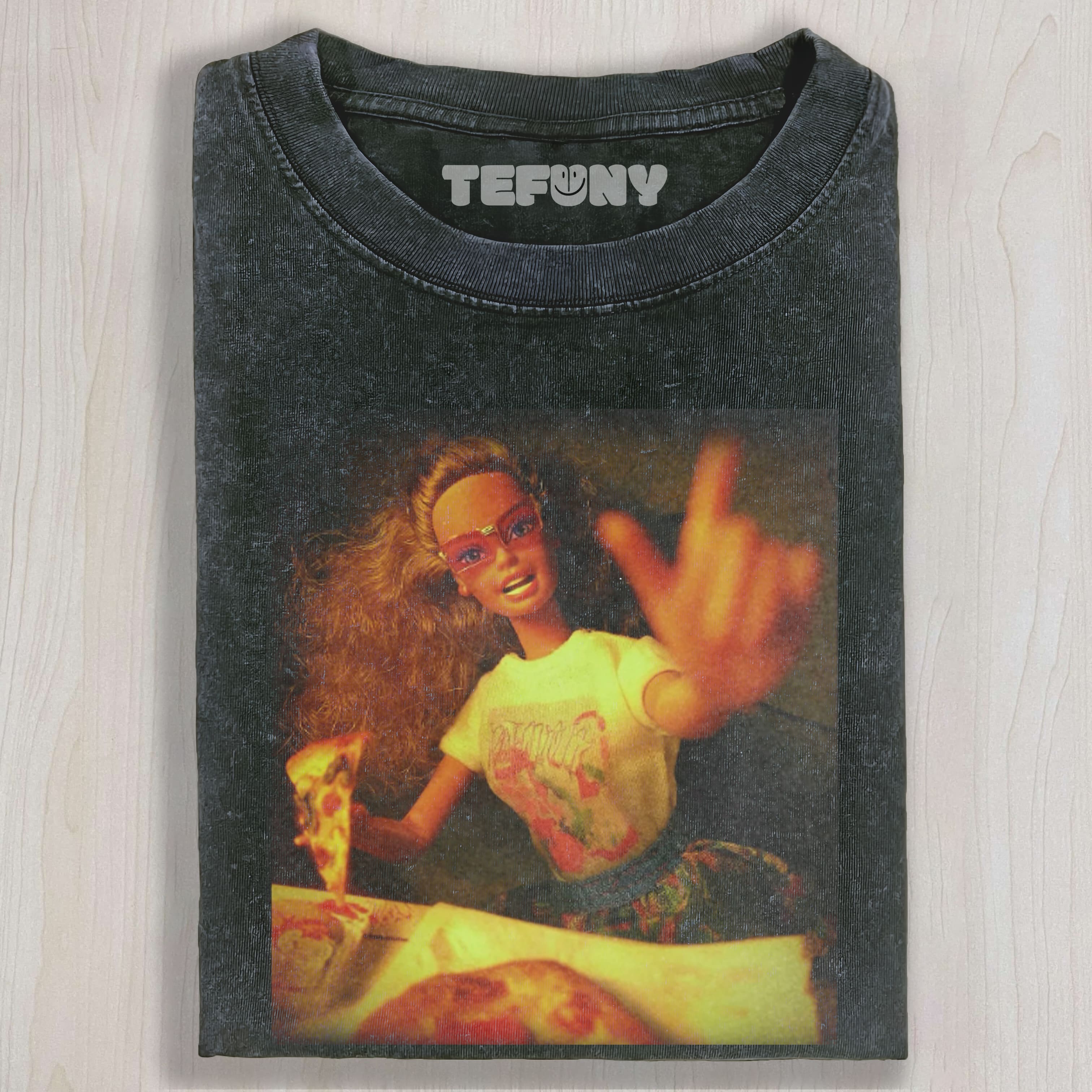 DOLL FACE MEME PIZZA NIGHT VIBE UNISEX TEE, TANK TOP, LAYERED LS, SWEATSHIRT & HOODIE