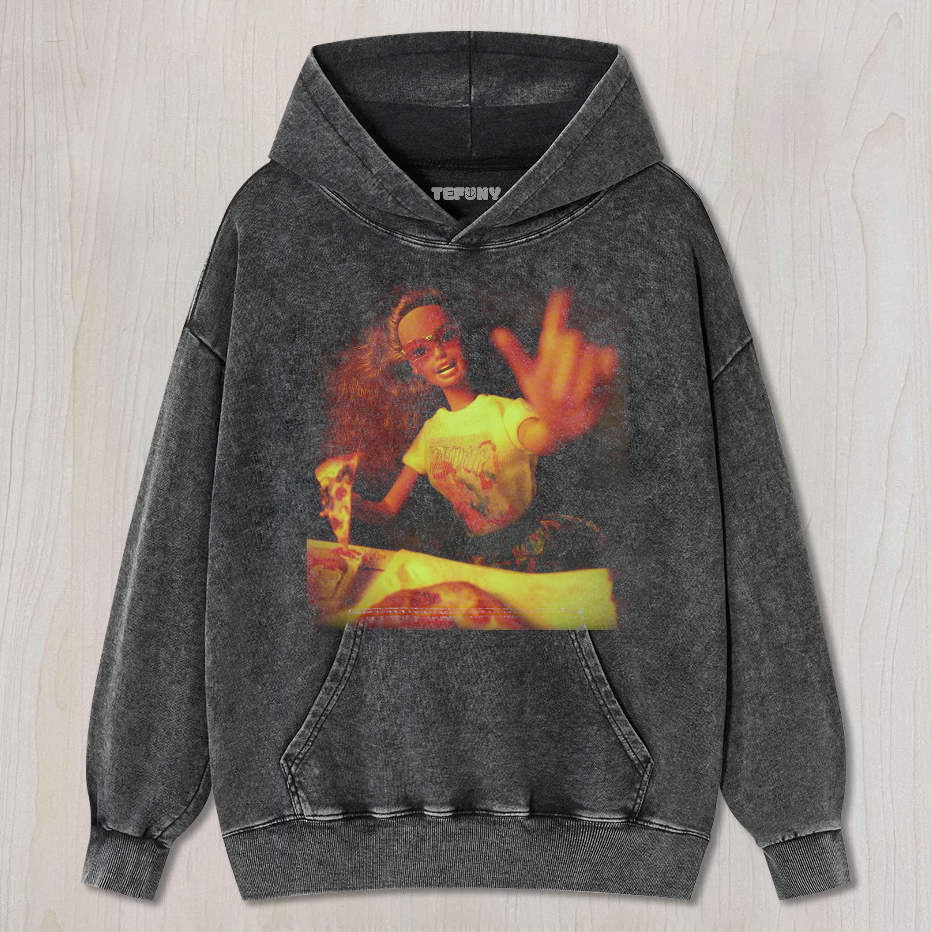 DOLL FACE MEME PIZZA NIGHT VIBE UNISEX TEE, TANK TOP, LAYERED LS, SWEATSHIRT & HOODIE