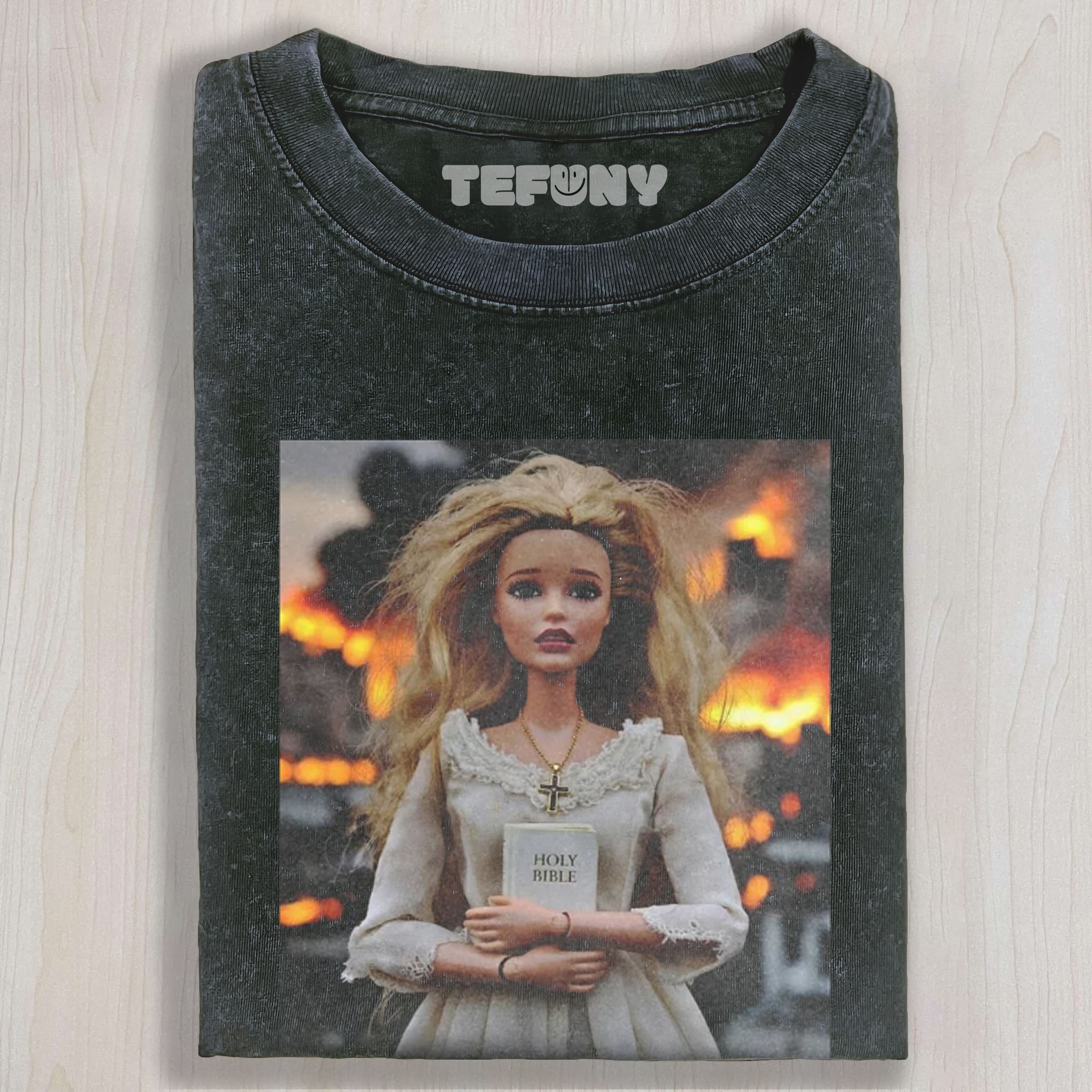 DOLL FACE MEME SCORCHED FAITH UNISEX TEE, TANK TOP, LAYERED LS, SWEATSHIRT & HOODIE