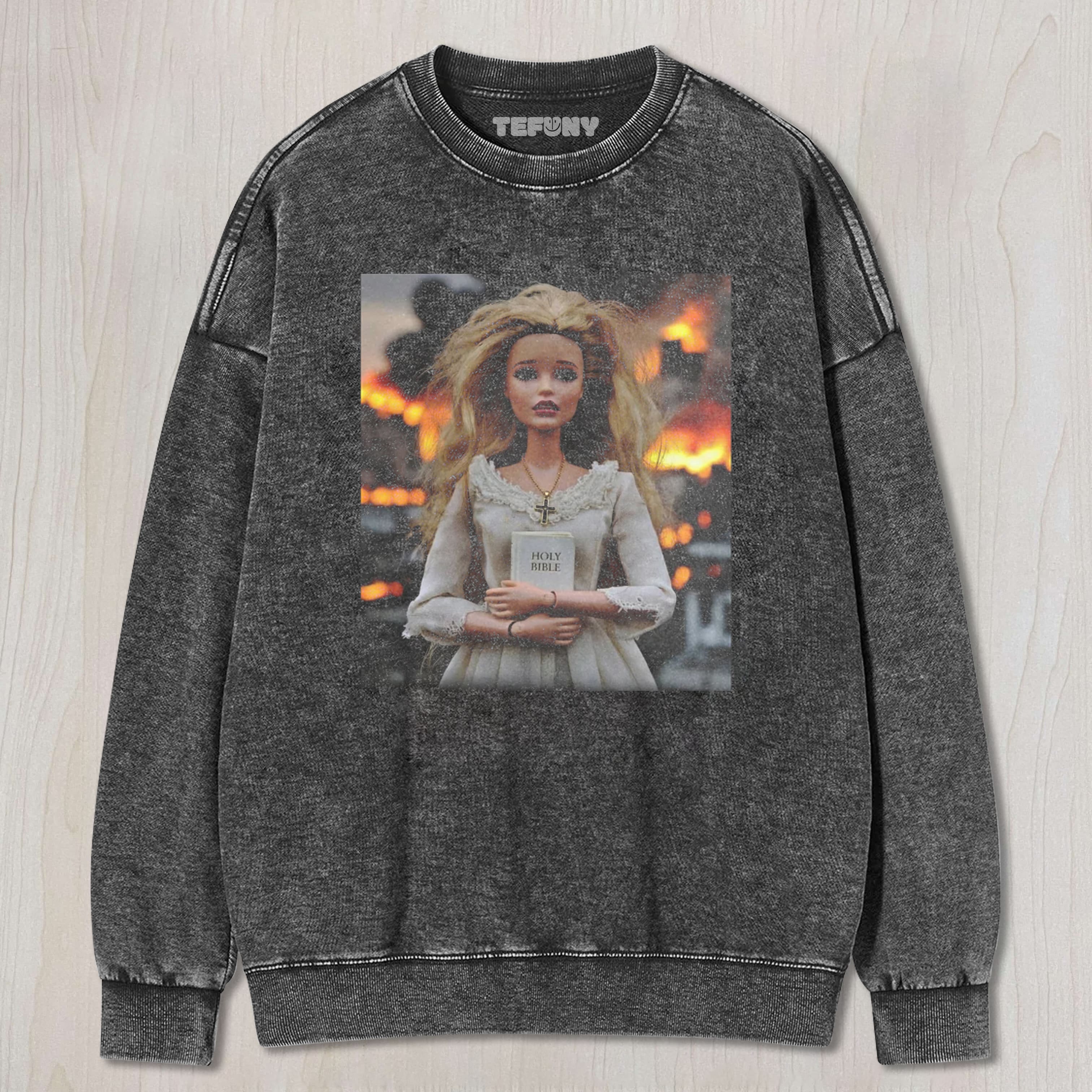 DOLL FACE MEME SCORCHED FAITH UNISEX TEE, TANK TOP, LAYERED LS, SWEATSHIRT & HOODIE