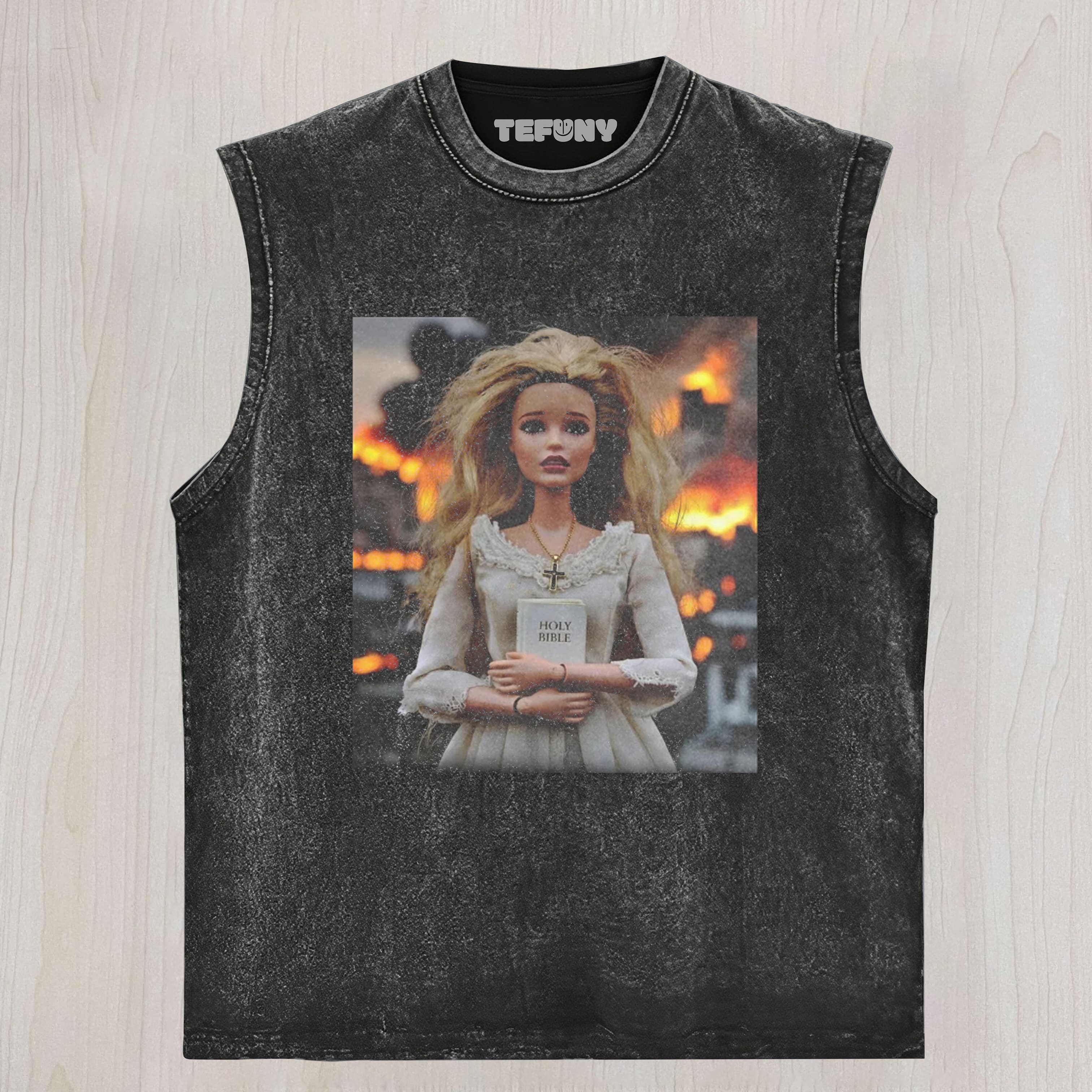 DOLL FACE MEME SCORCHED FAITH UNISEX TEE, TANK TOP, LAYERED LS, SWEATSHIRT & HOODIE