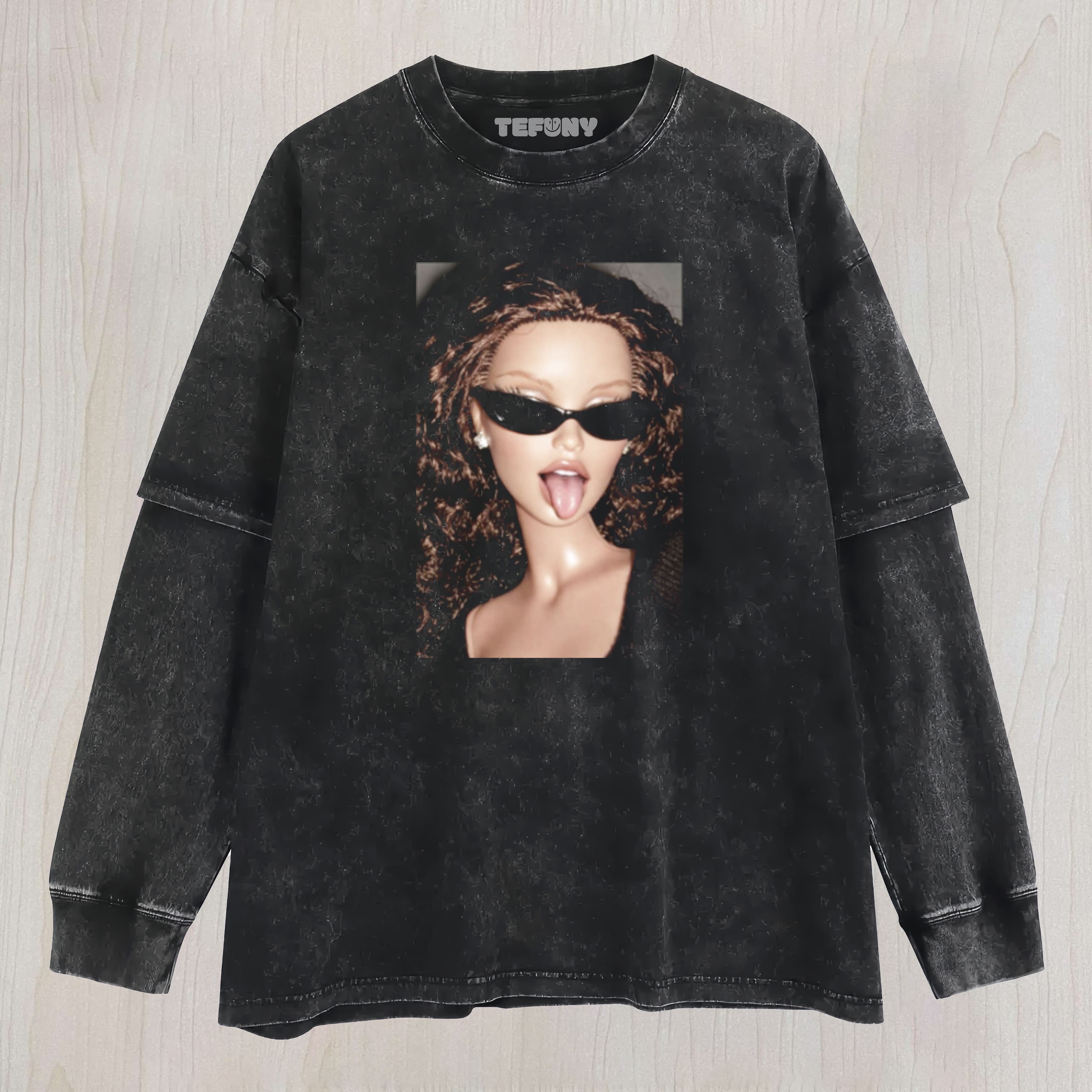 DOLL FACE MEME ZERO REGRETS ENERGY UNISEX TEE, TANK TOP, LAYERED LS, SWEATSHIRT & HOODIE