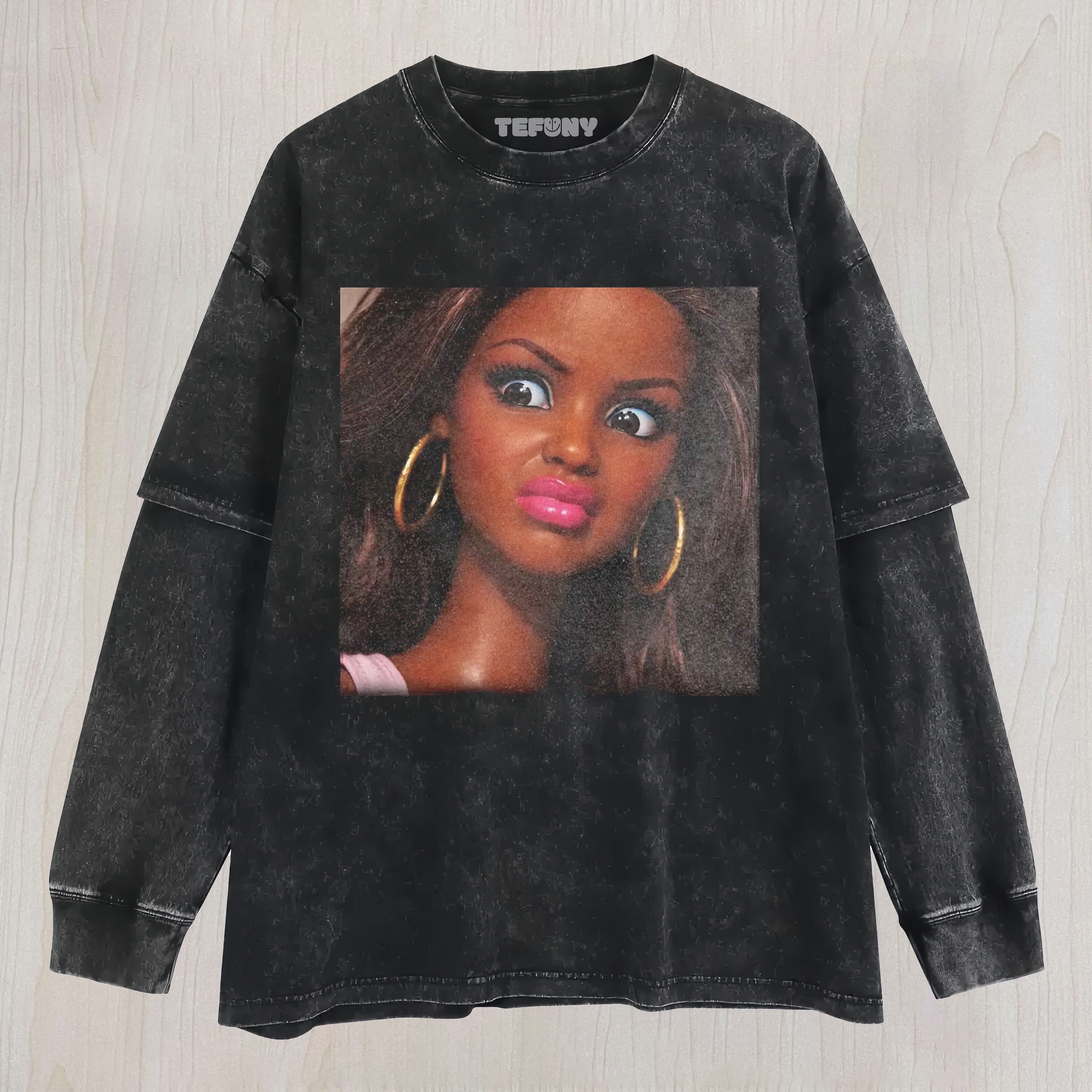 DOLL FACE BLACK GIRLLEATHER UNISEX TEE, TANK TOP, LAYERED LS, SWEATSHIRT & HOODIE