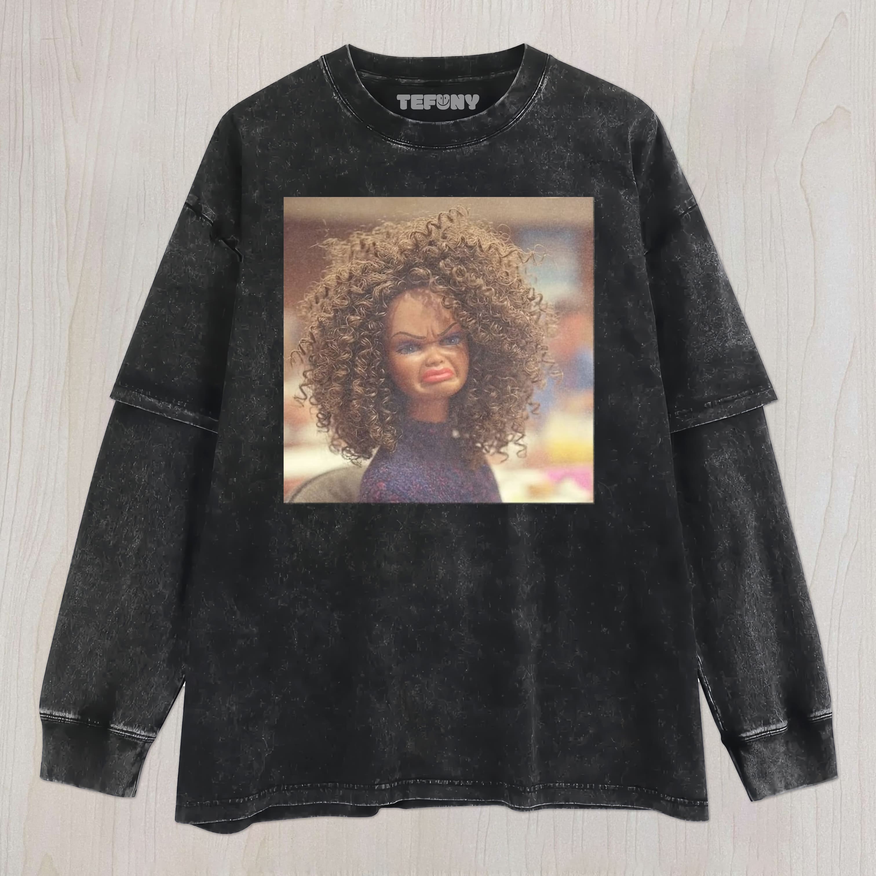 DOLL FACE MEME V7 UNISEX TEE, TANK TOP, LAYERED LS, SWEATSHIRT & HOODIE
