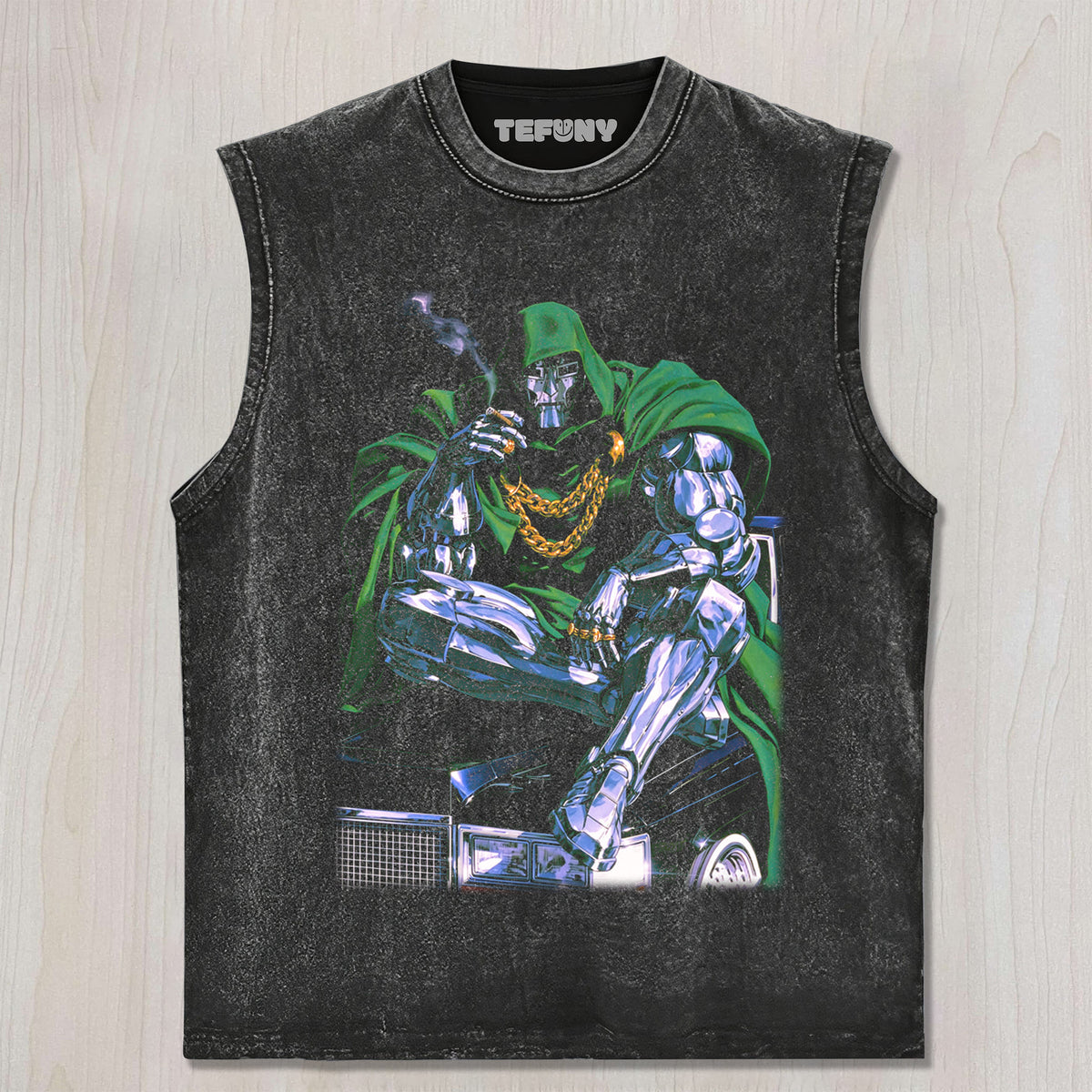 DR.DOOM SITTING ON THE CAR UNISEX TEE, TANK TOP, LAYERED LS, SWEATSHIRT & HOODIE