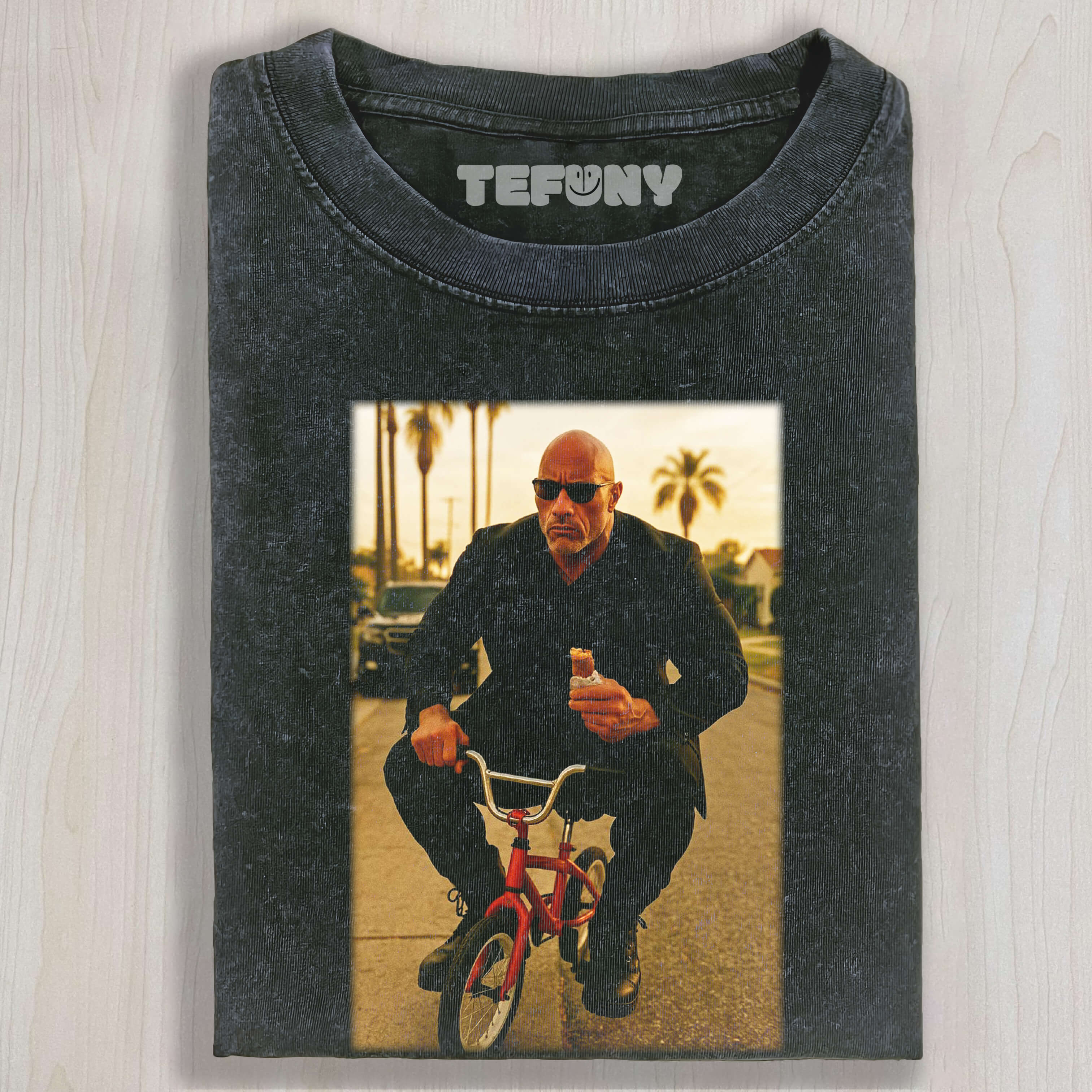 DWAYNE JOHNSON RIDING A SMALL BICYCLE TEE & SWEAT & HOOD