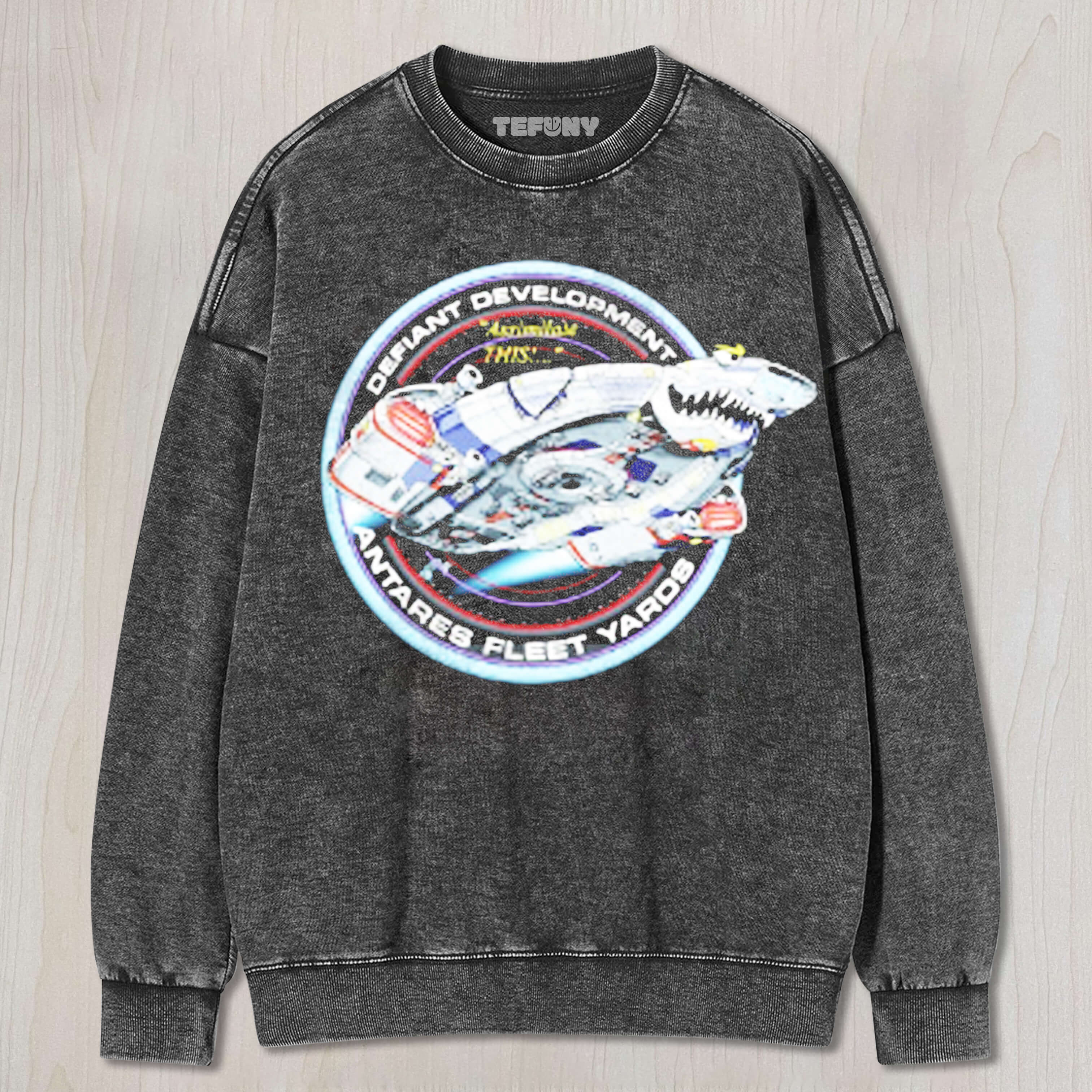 DEEP SPACE NINE DEFIANT DEVELOPMENT PATCH STATRE TEE & SWEAT & HOOD