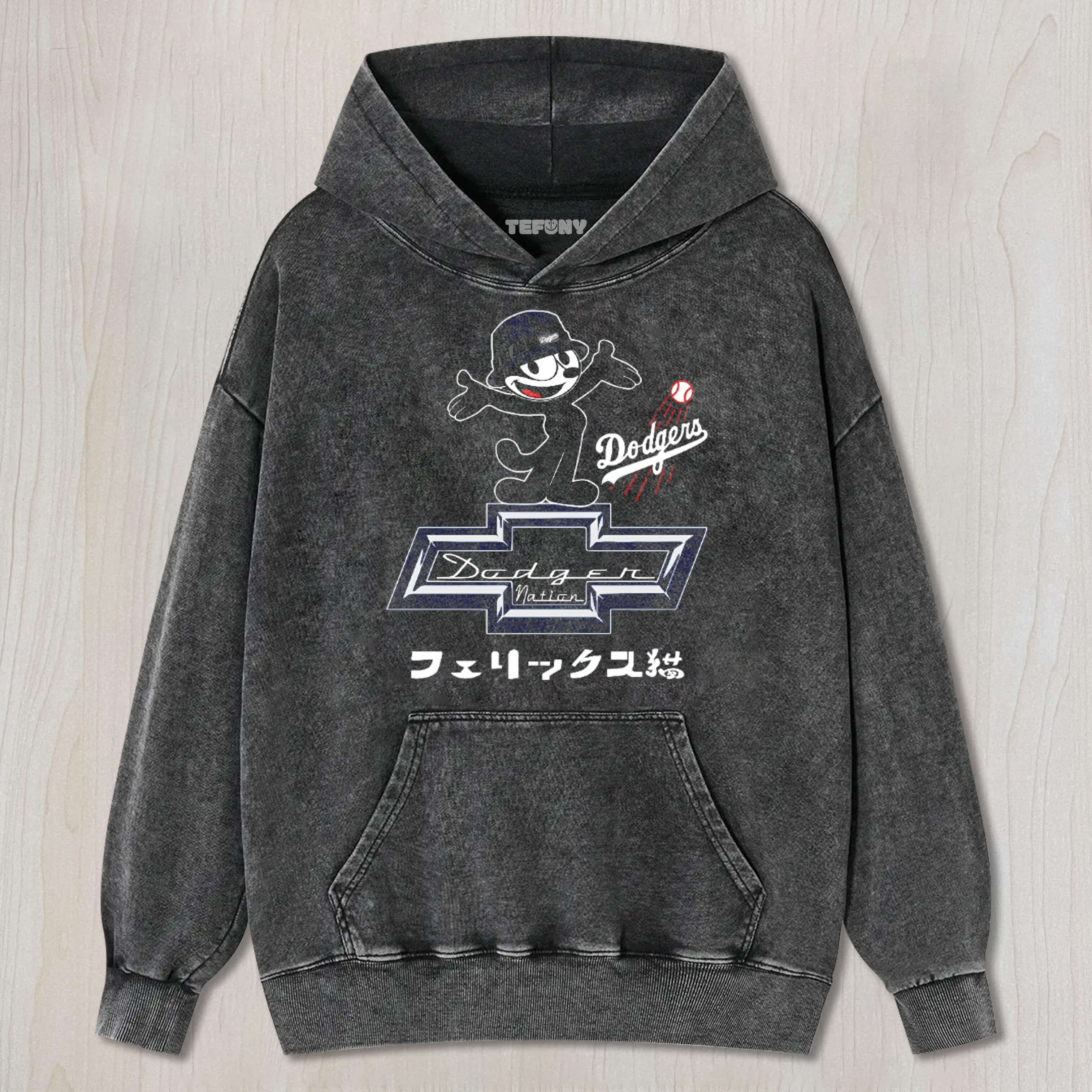 DODGERS FELIX THE CAT BASEBALL VINTAGE WASH JAPANESE DESIGN TEE & SWEAT & HOOD