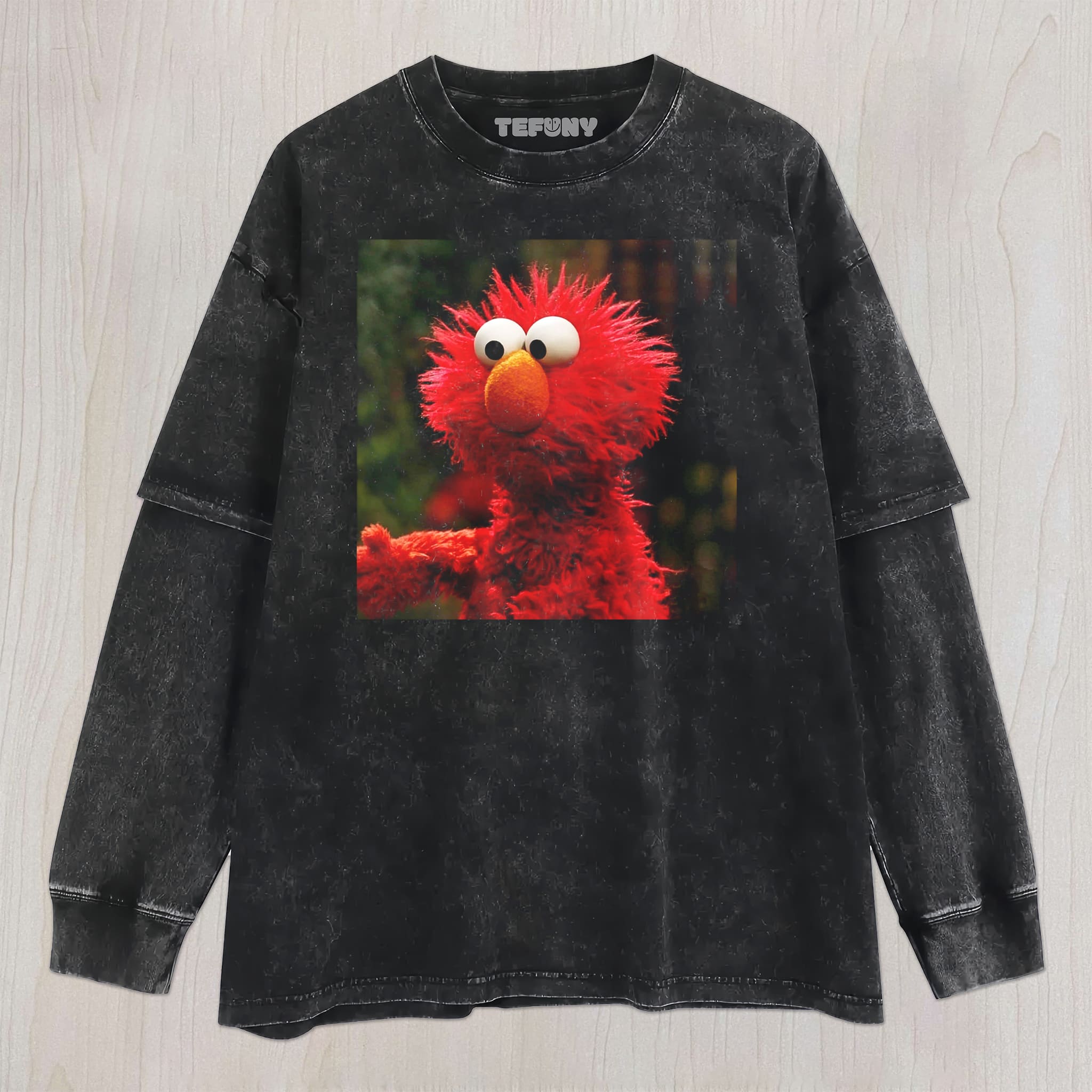 ELMO WITH FRIZZY HAIR UNISEX TEE, TANK TOP, LAYERED LS, SWEATSHIRT & HOODIE